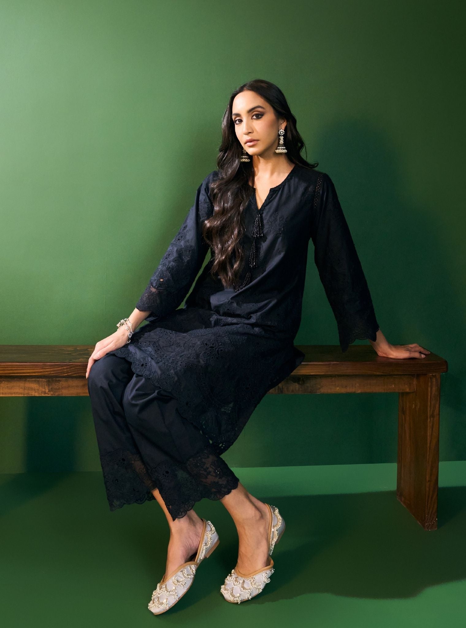 Riva Supima Cotton Black Kurta Set