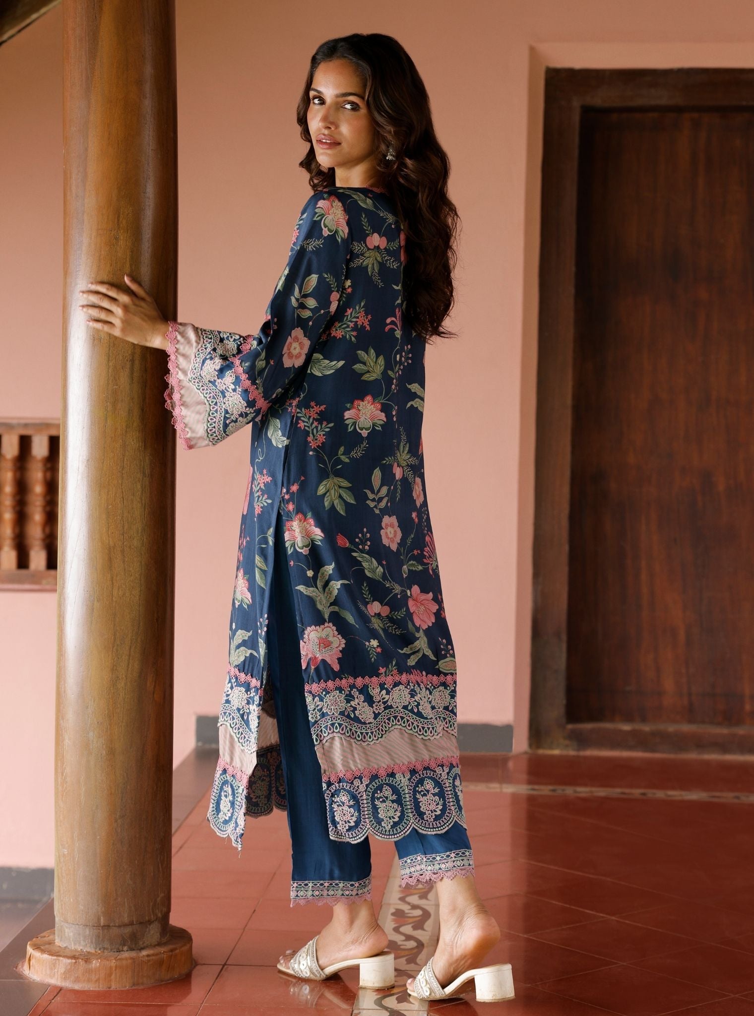 Rohi Lawn Printed Navy Kurta Set