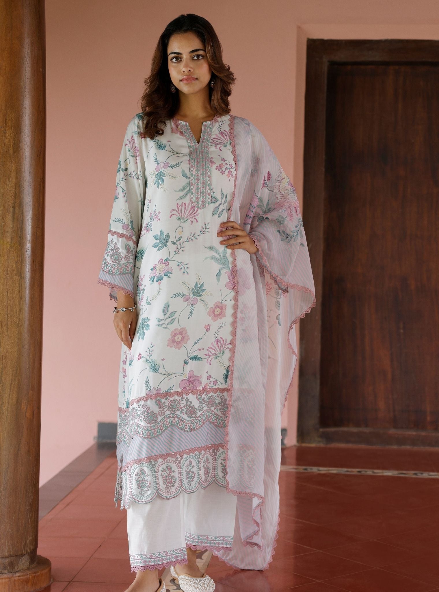 Rohi Lawn Printed Off White Kurta Set