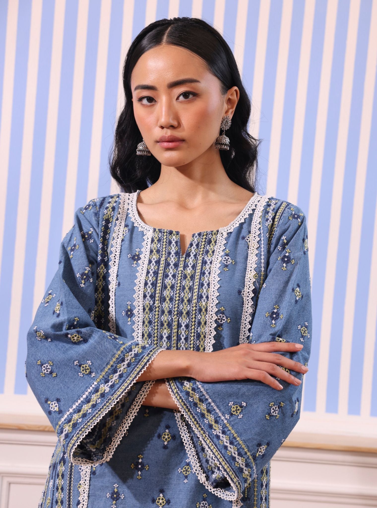 Odette Denim Blue Kurta Set