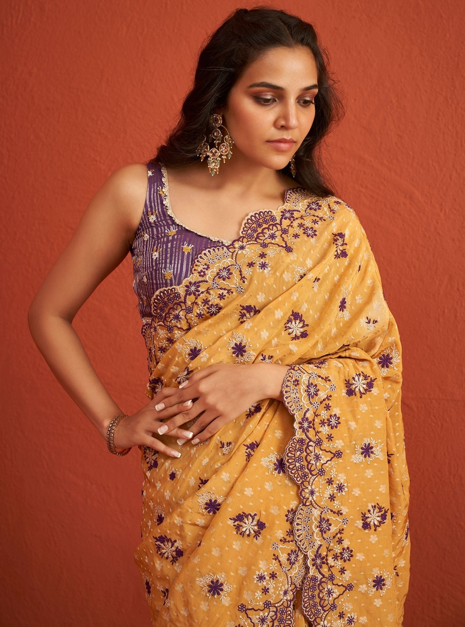 Haseena Banarsi Mustard Saree