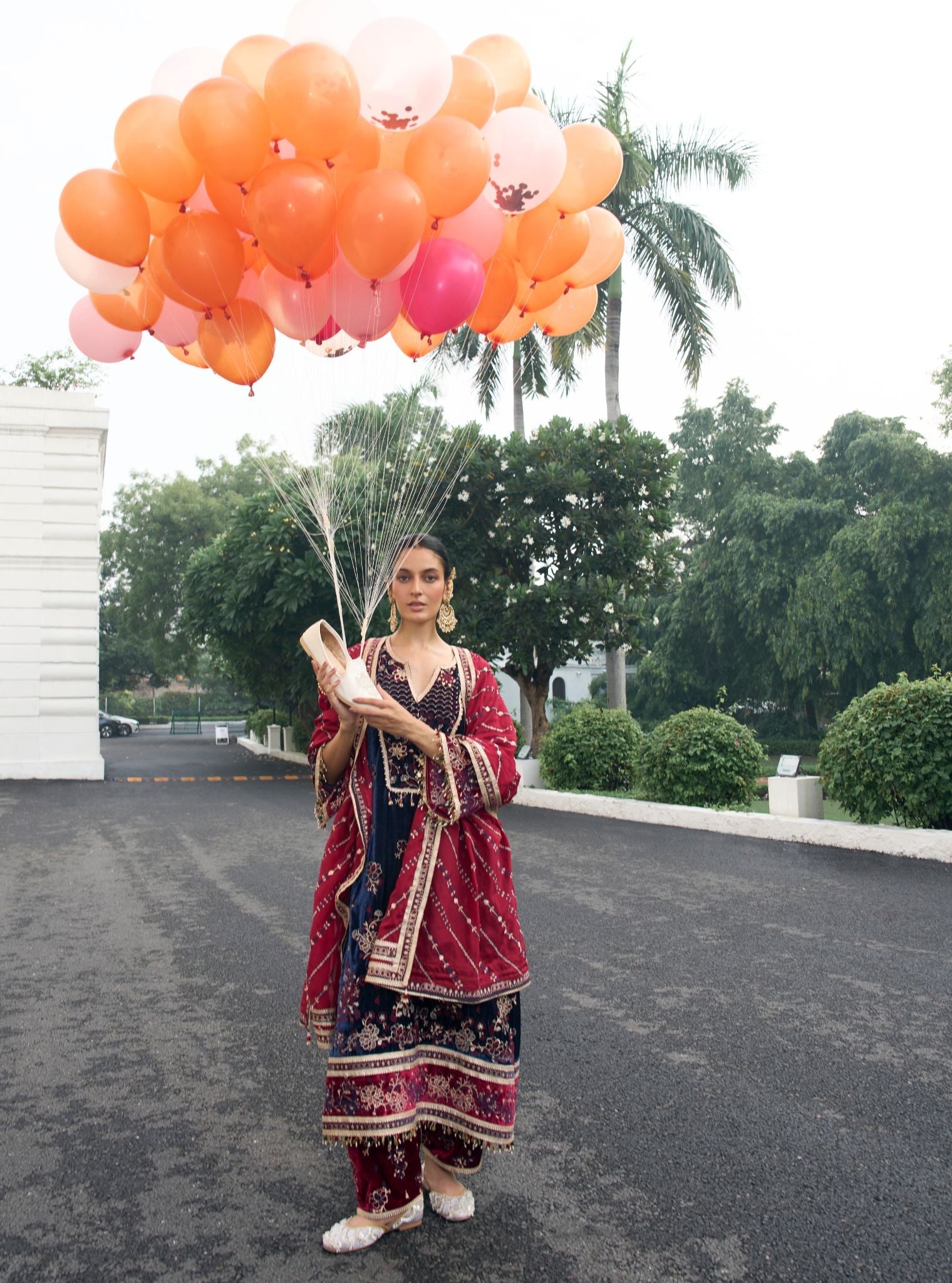 Dhun Velvet Navy Kurta with Wine Pant Set