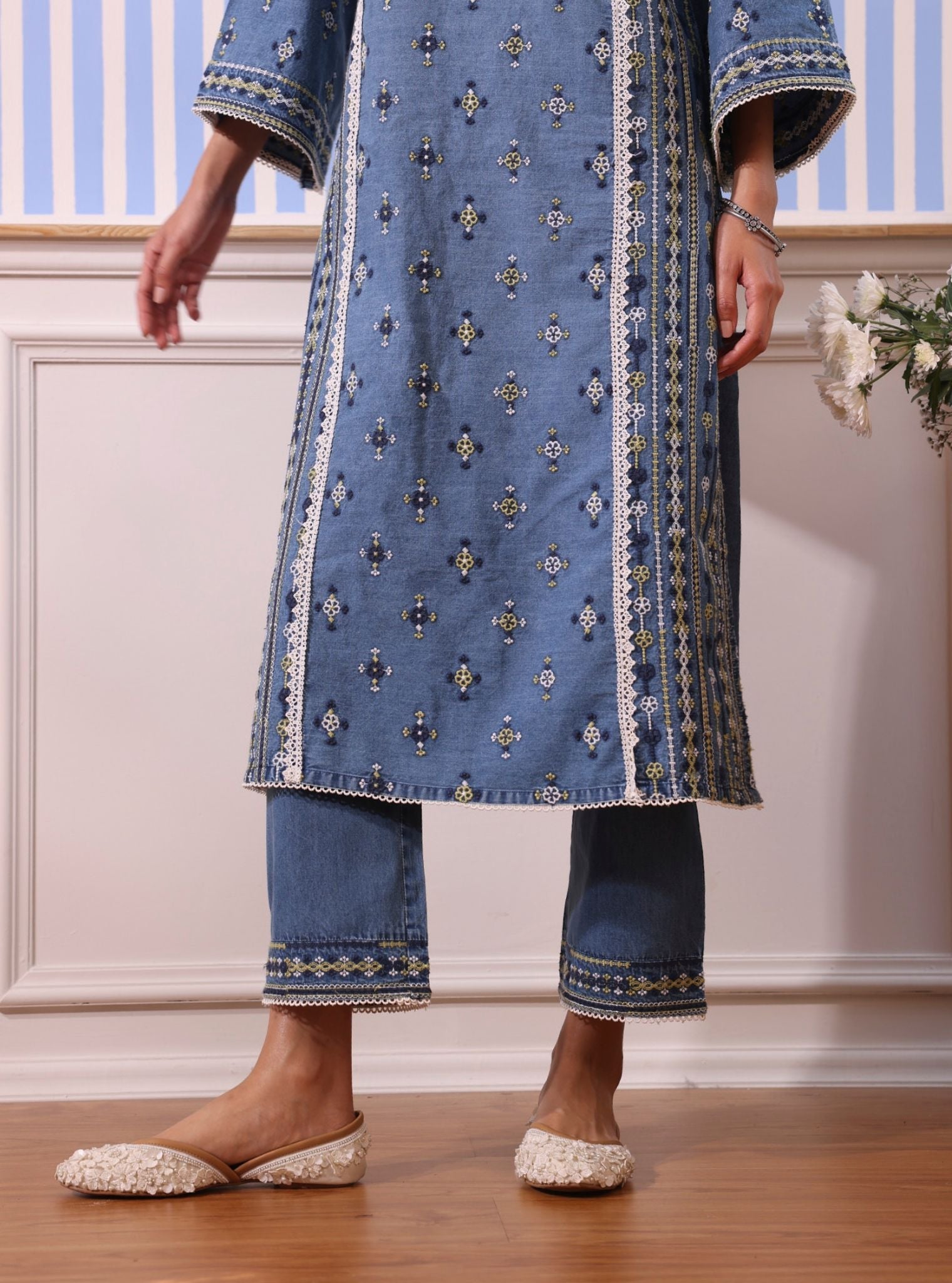 Odette Denim Blue Kurta Set