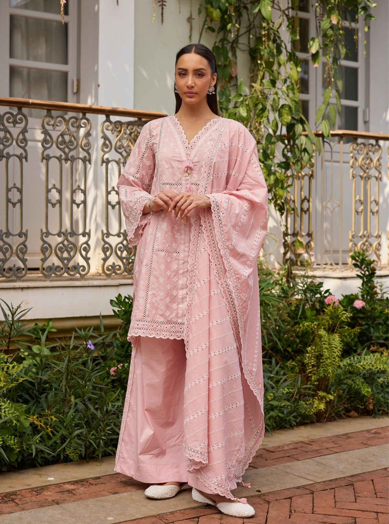 Enao Supima Cotton Pink Short Kurta Set