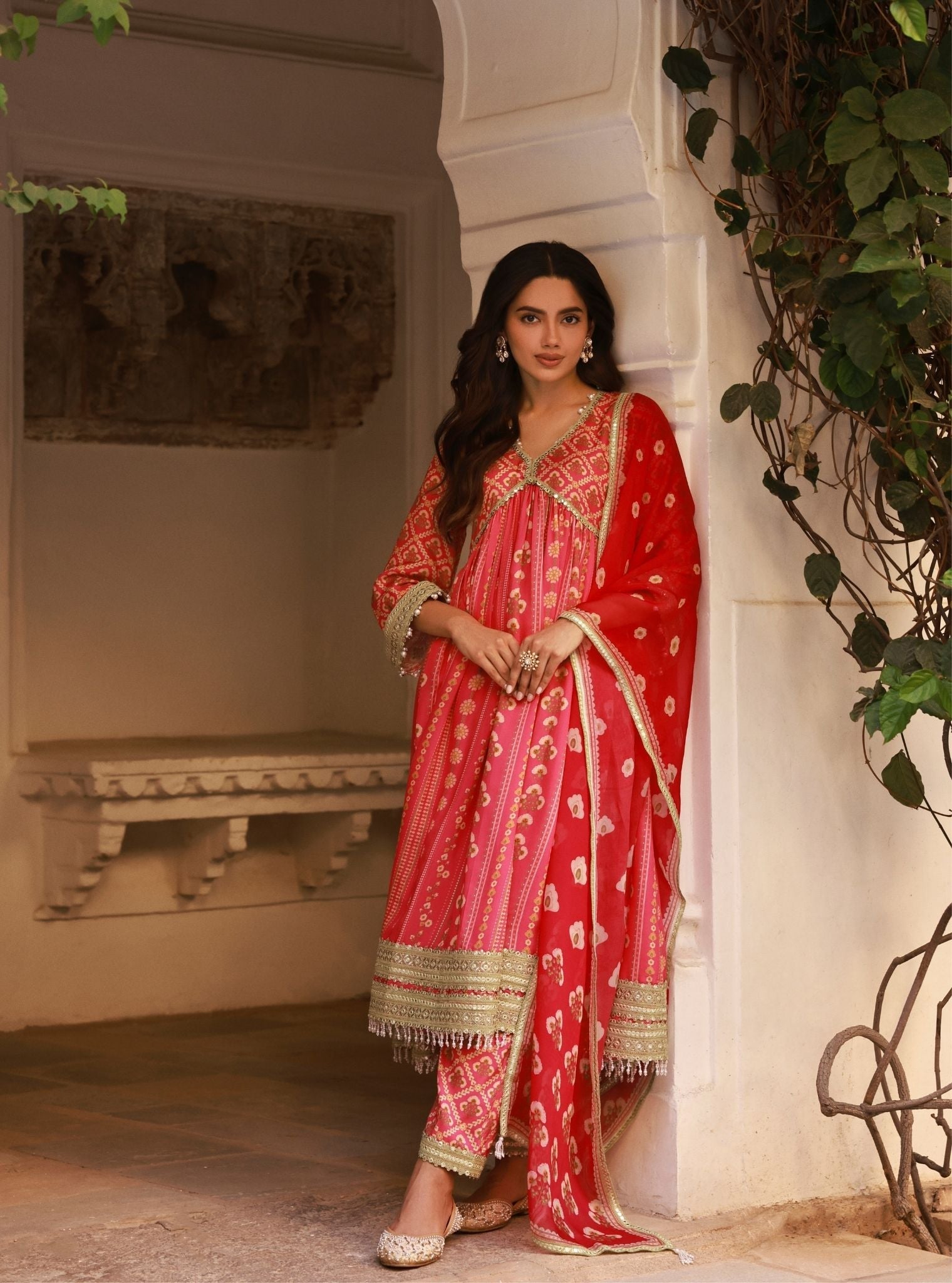 Uvrita Fuschia Lawn Anarkali Set