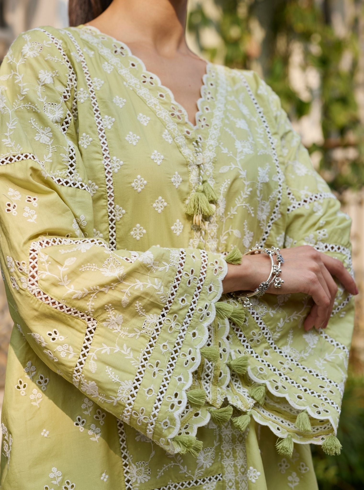 Enao Supima Cotton Lime Short Kurta Set