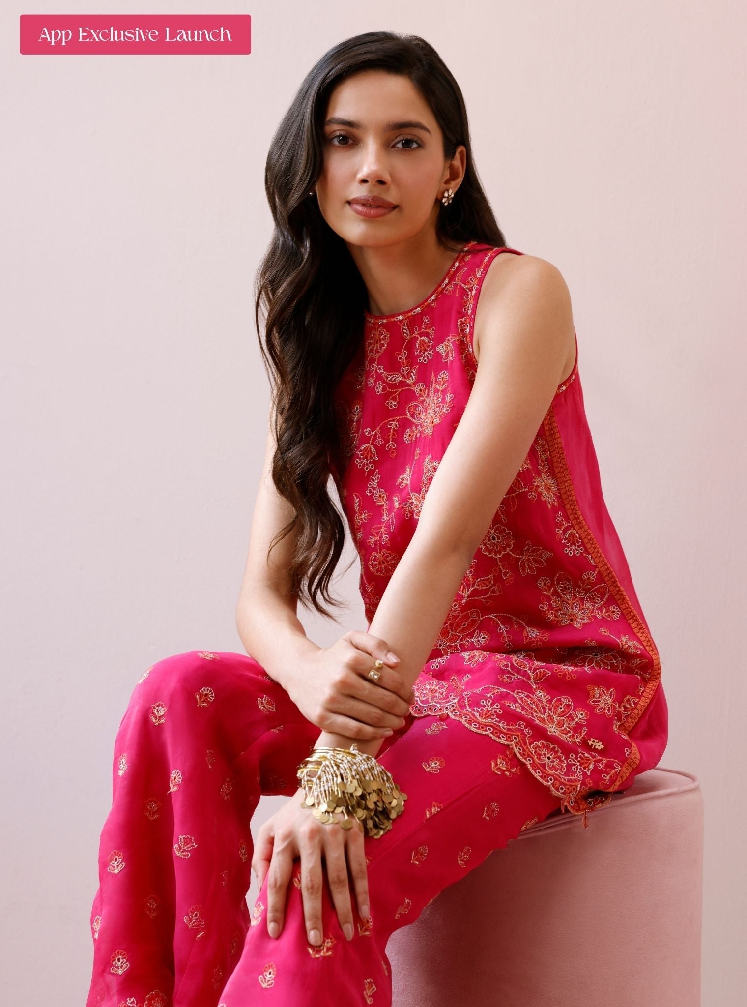 Alouette Organza Fuchsia Co-Ord Set