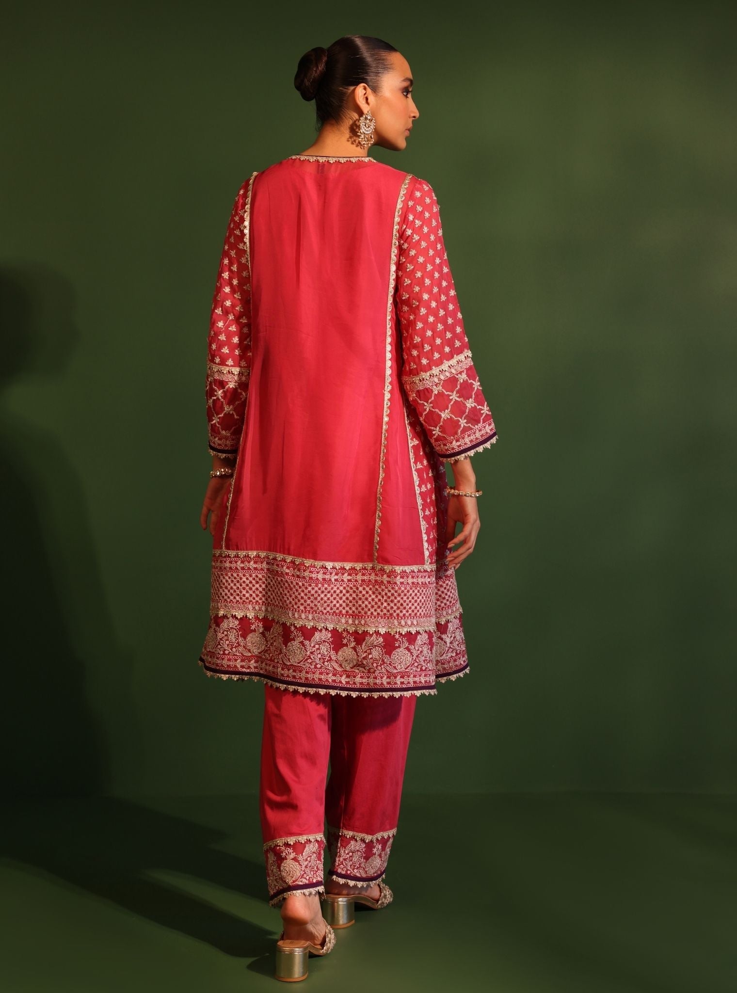 Suhana Organza Fuschia Kurta Set
