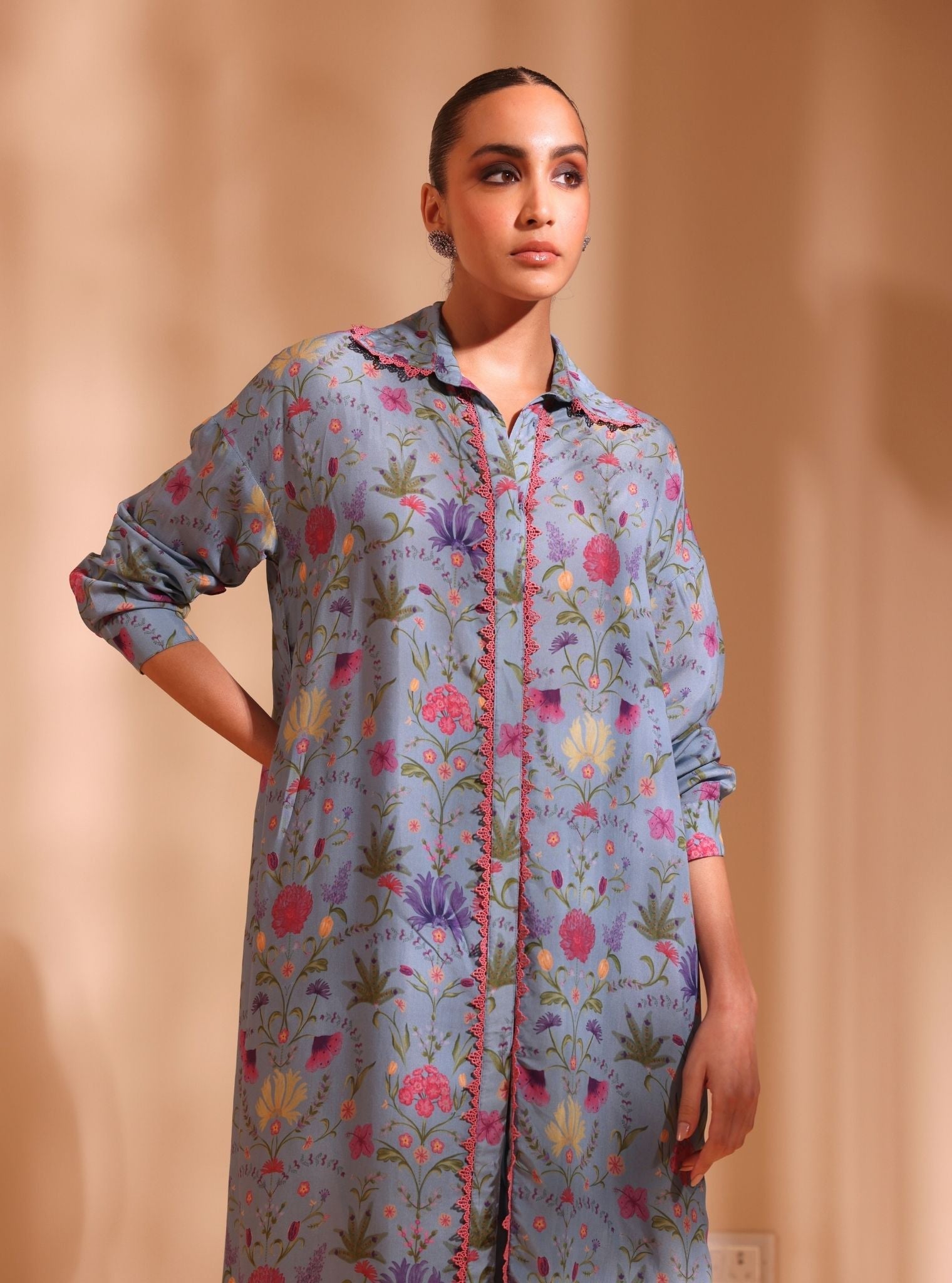 Sene Lawn Printed Denim Kurta Set