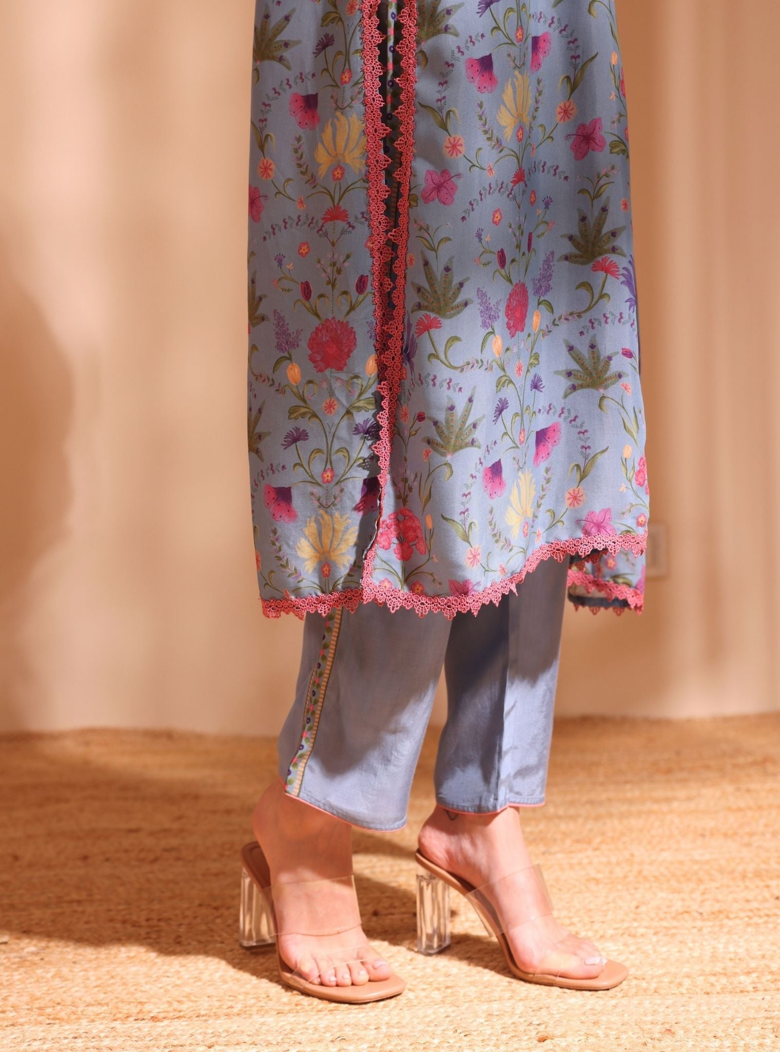 Sene Lawn Printed Denim Kurta Set