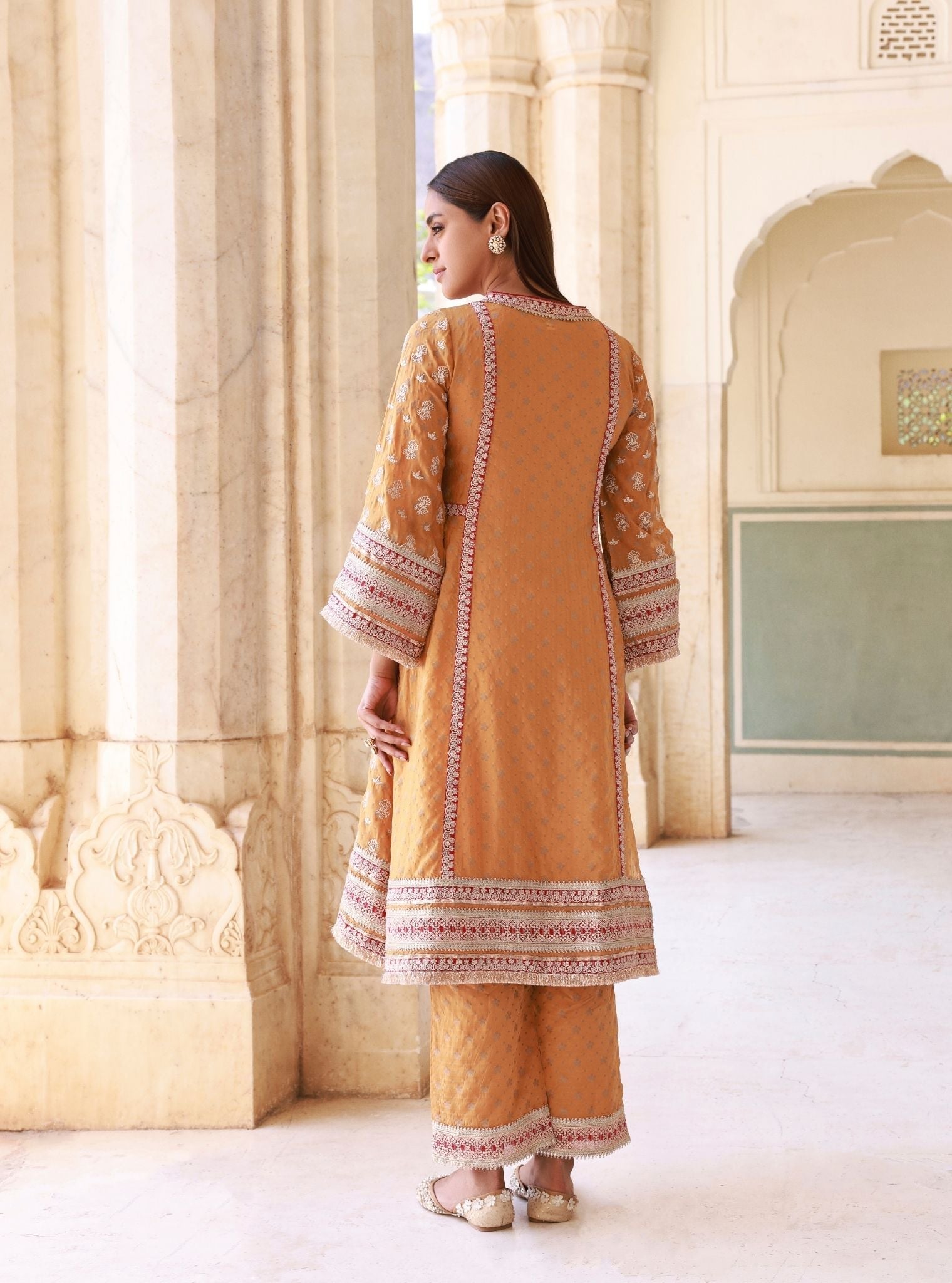 Aryela Banarasi Mustard Kurta Set