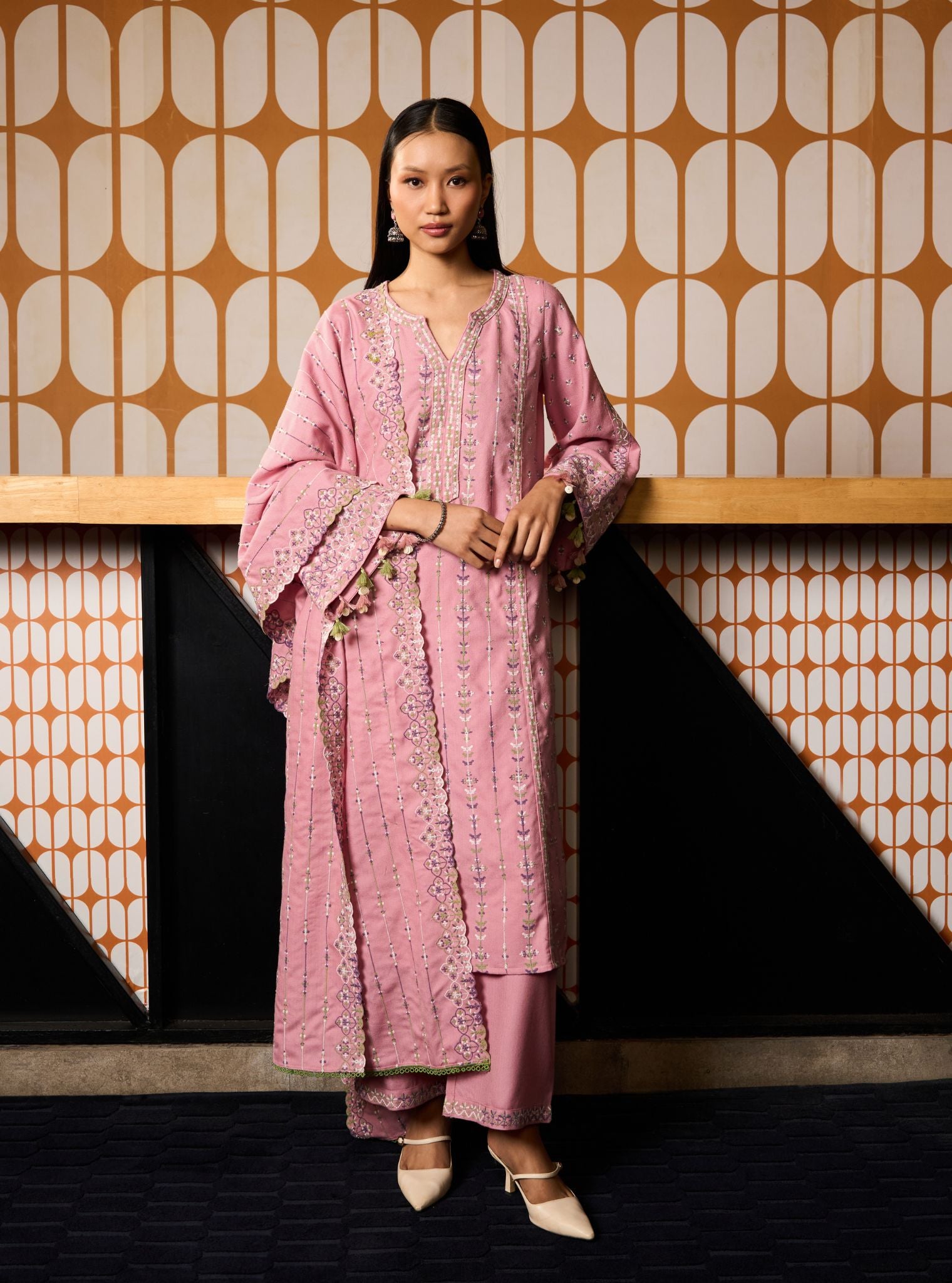 Phoebev Wool Pink Kurta Set