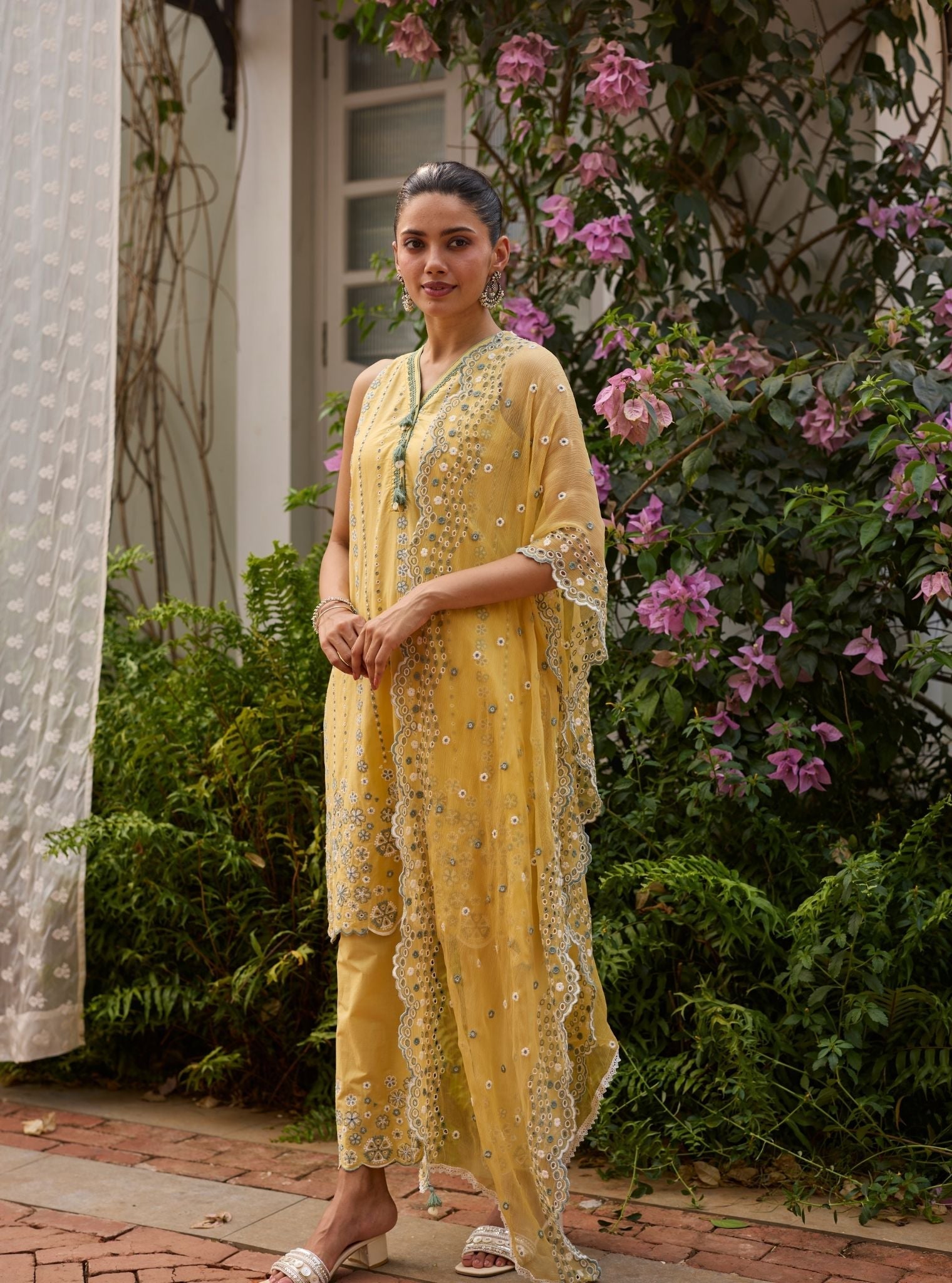 Elra Supima Cotton Yellow Kurta Set
