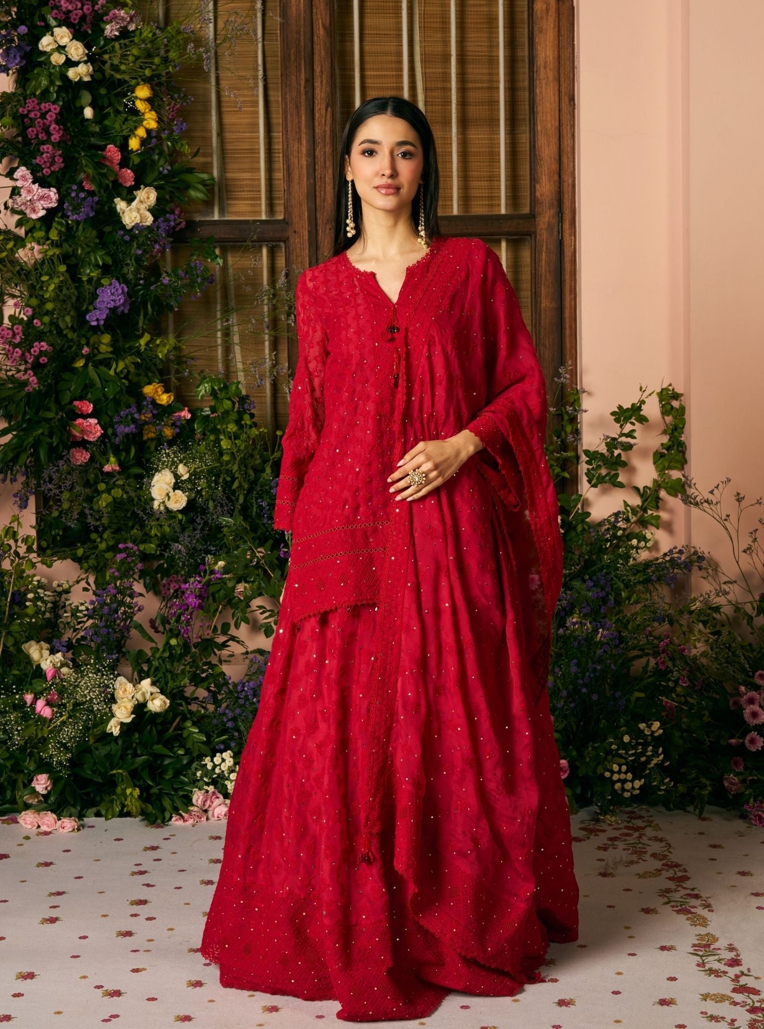 Kilol Organza Red Lehenga