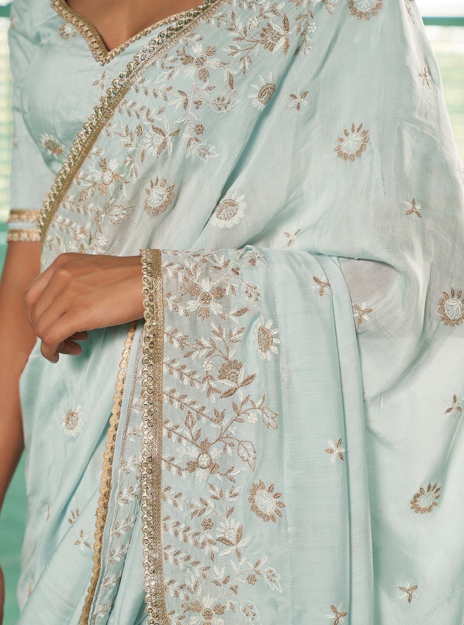 Dara Silk Light Blue Saree
