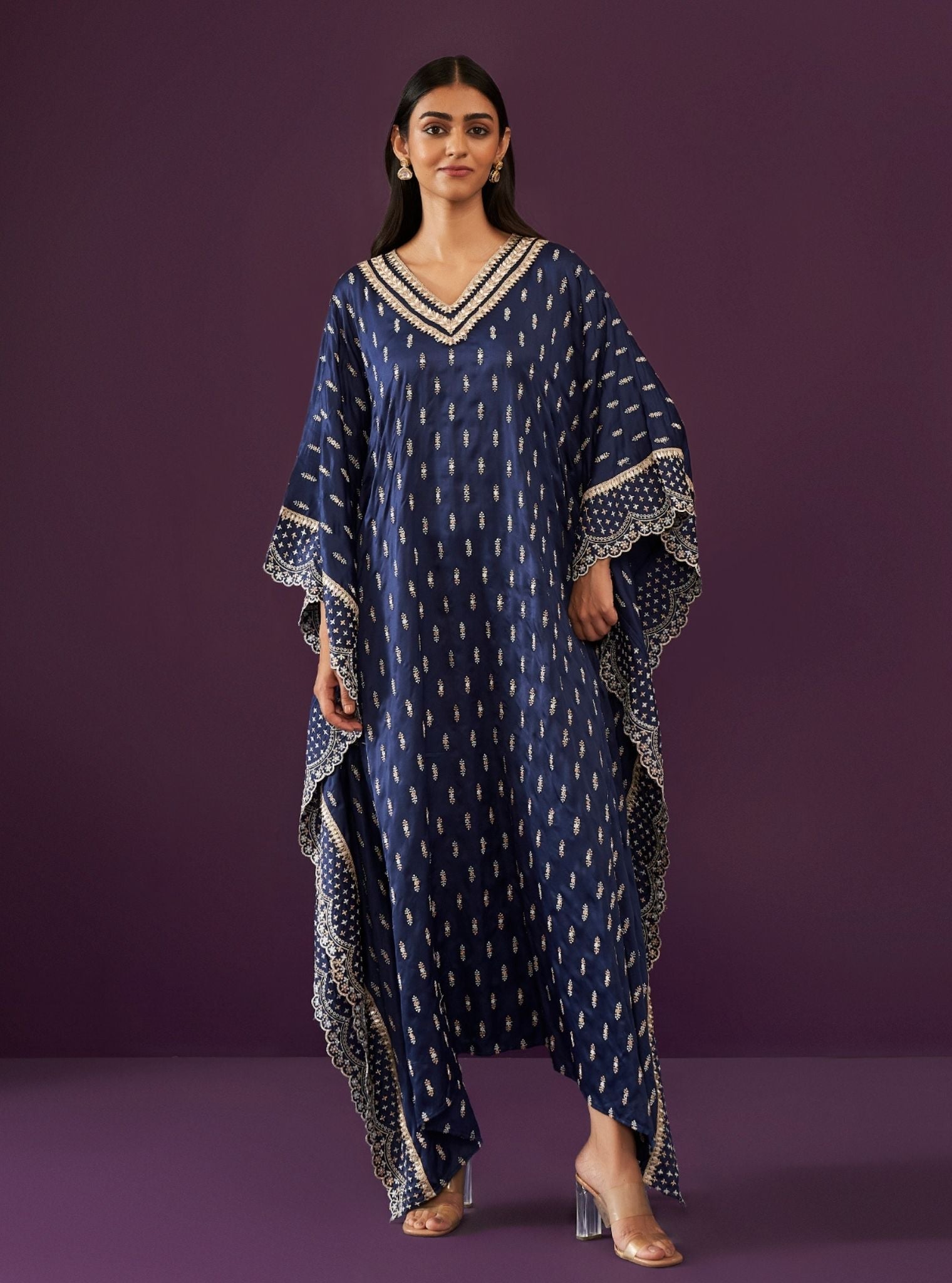 Florian Cupro Satin Navy kaftan
