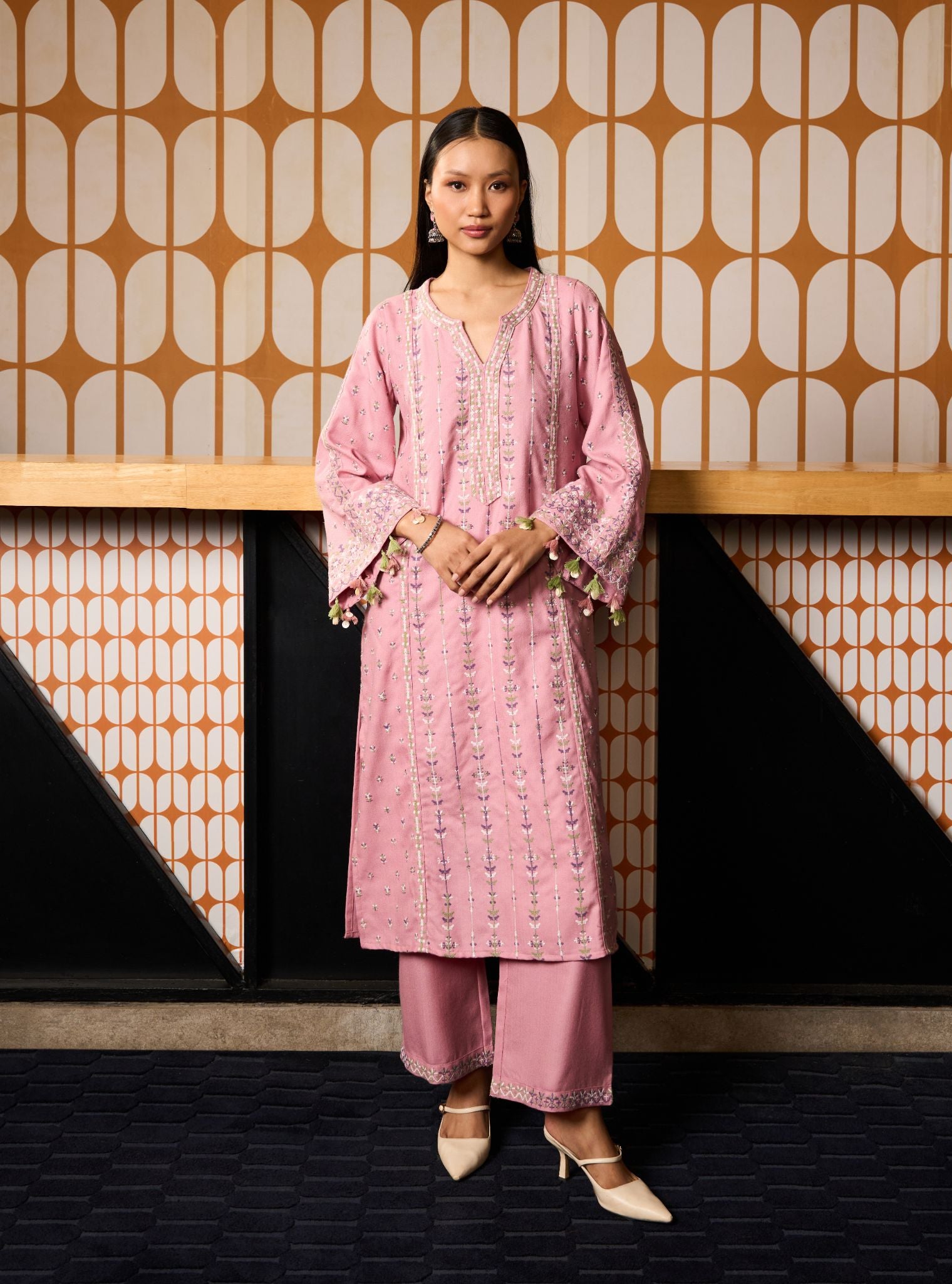Phoebev Wool Pink Kurta Set