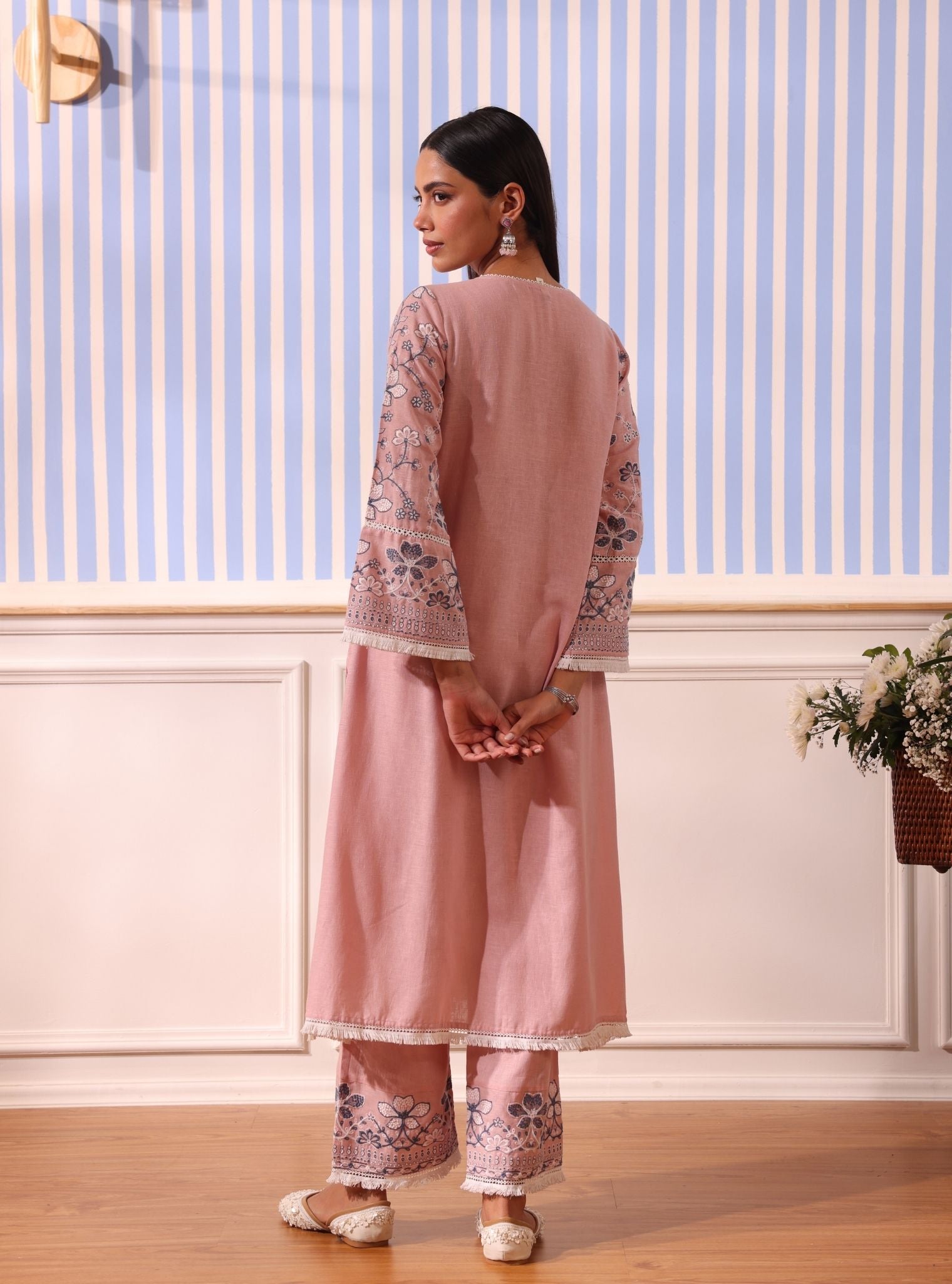 Vania Linen Pink Kurta Set
