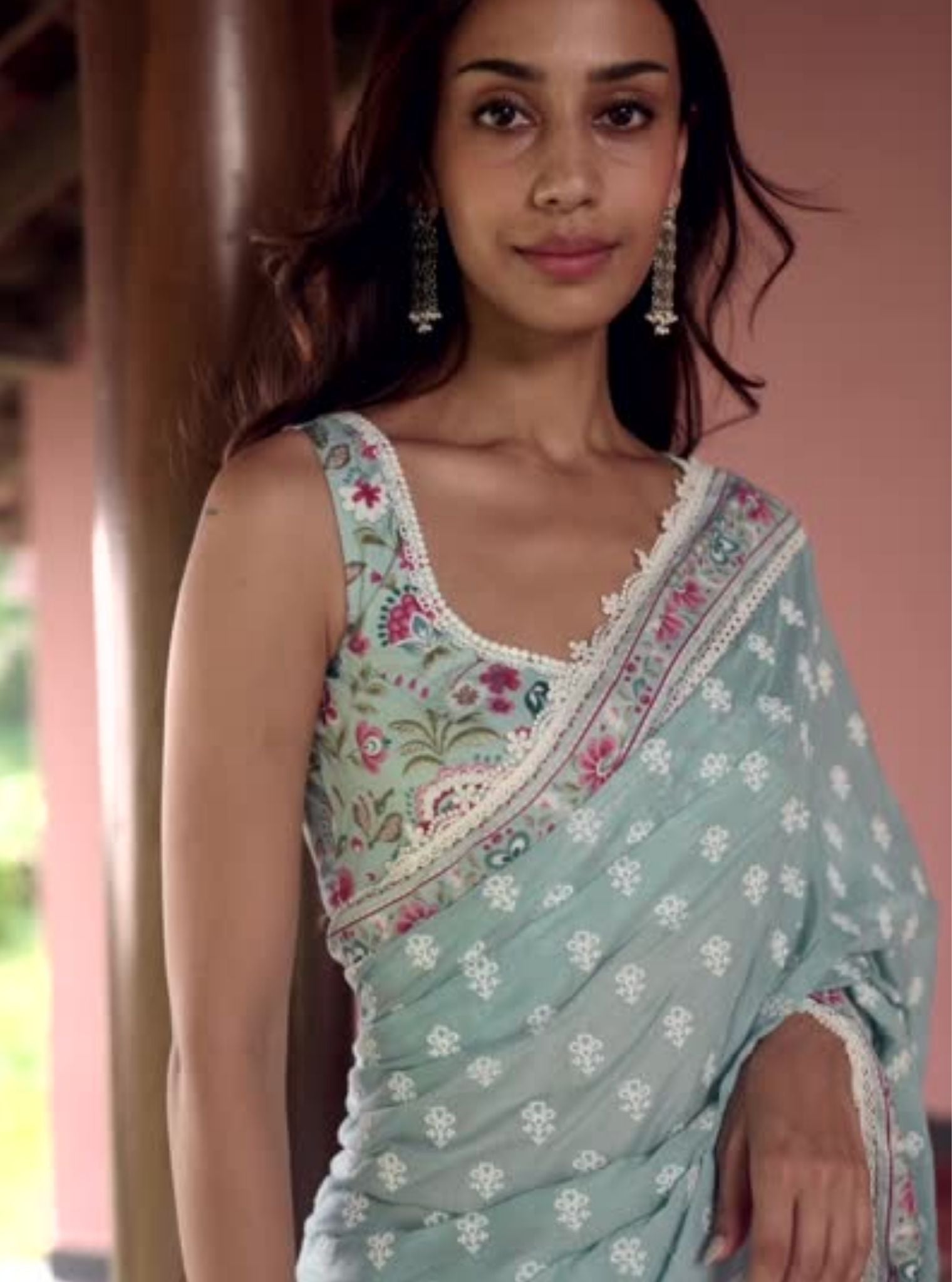 Rasa Supima Cotton Light Blue Saree