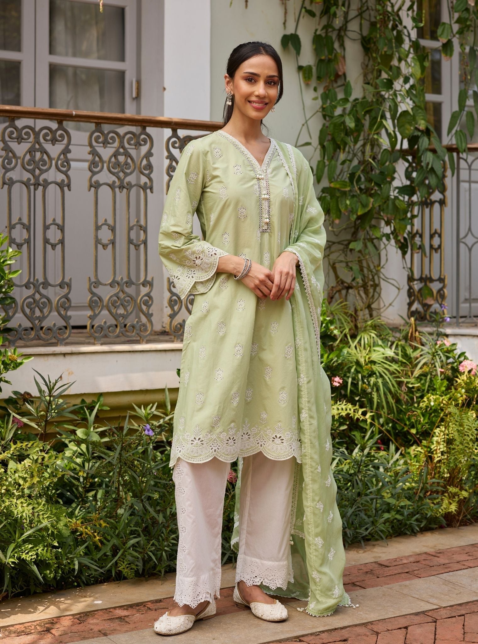 Leniya Supima Cotton Green Kurta Set