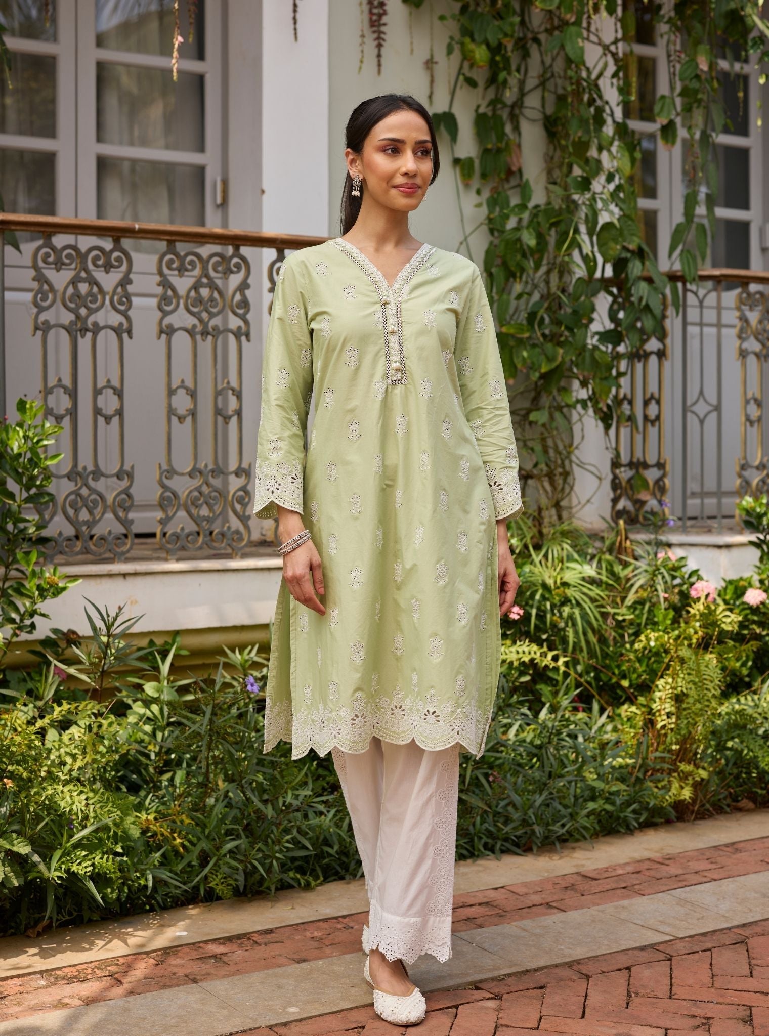 Leniya Supima Cotton Green Kurta Set