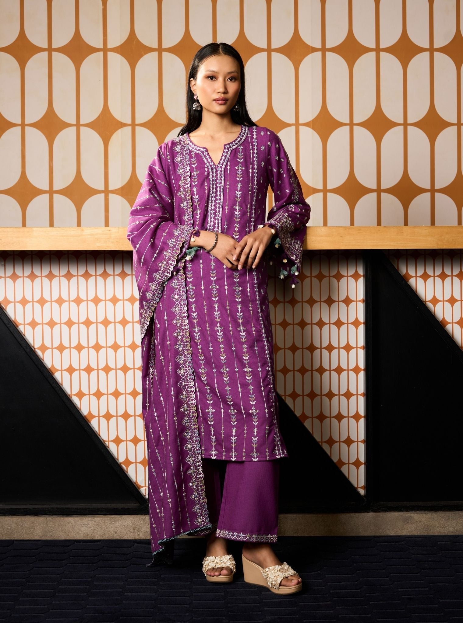 Phoebev Wool Purple Kurta Set