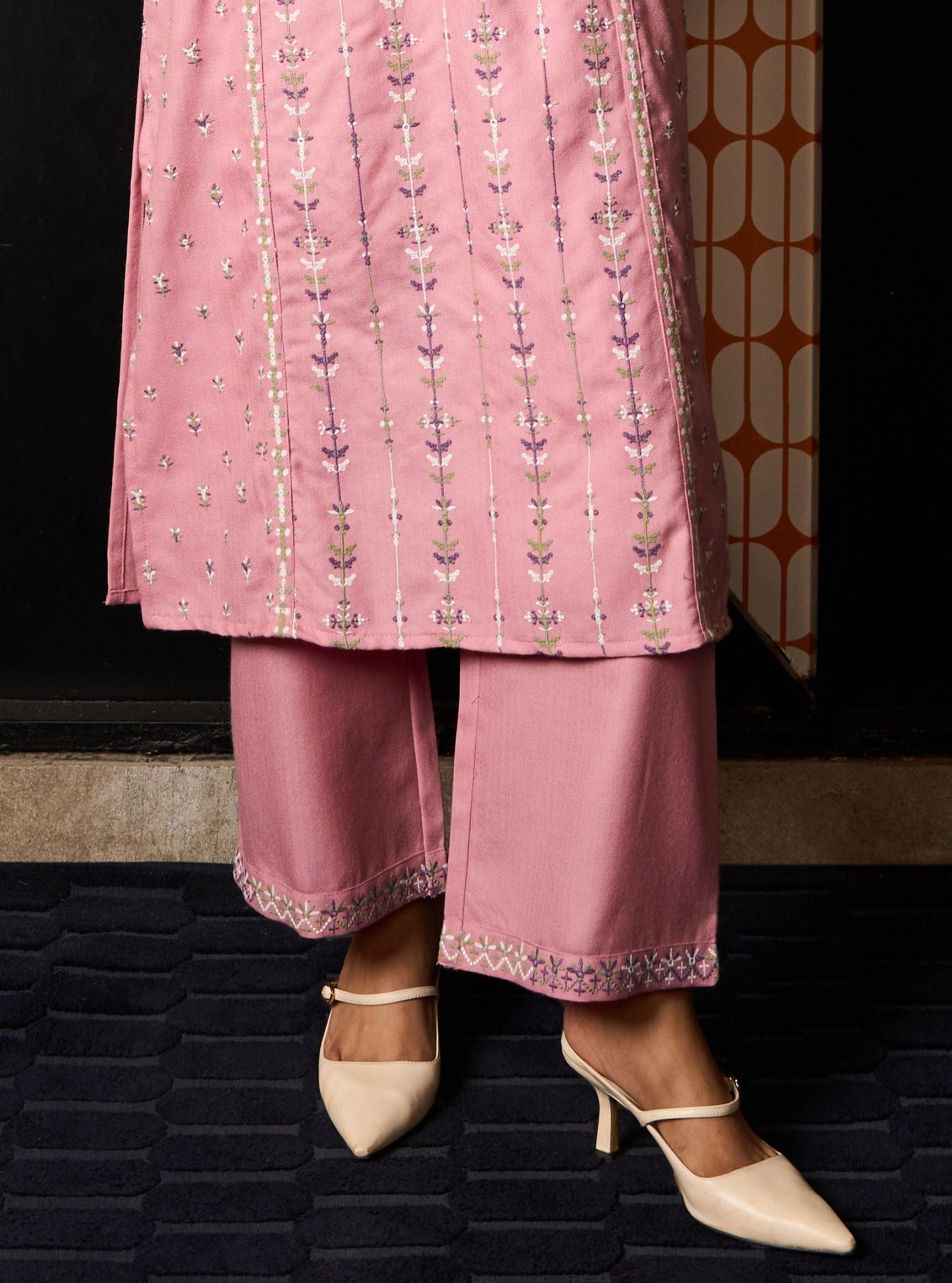 Phoebev Wool Pink Kurta Set