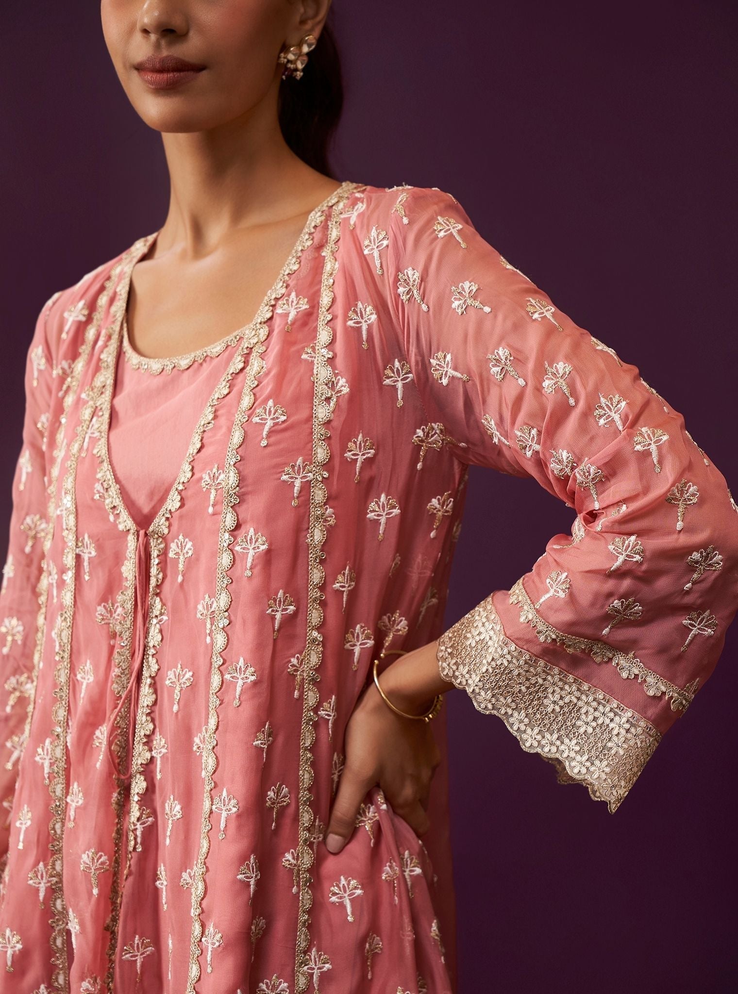 Sanoh Organza Mauve Anarkali Kurta Set