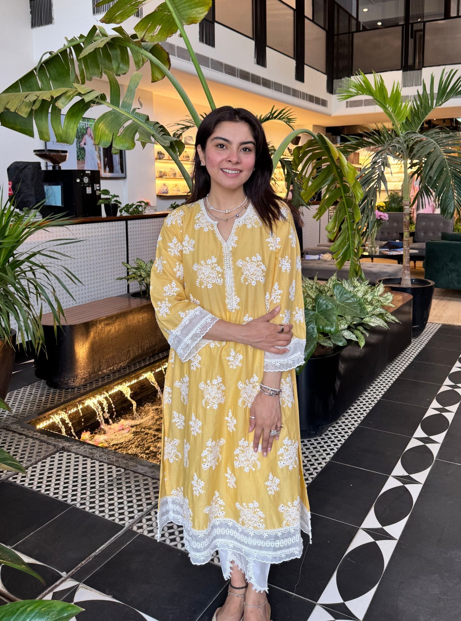 Sira Supima Cotton Yellow Kurta With Aelira Dhoti Pant