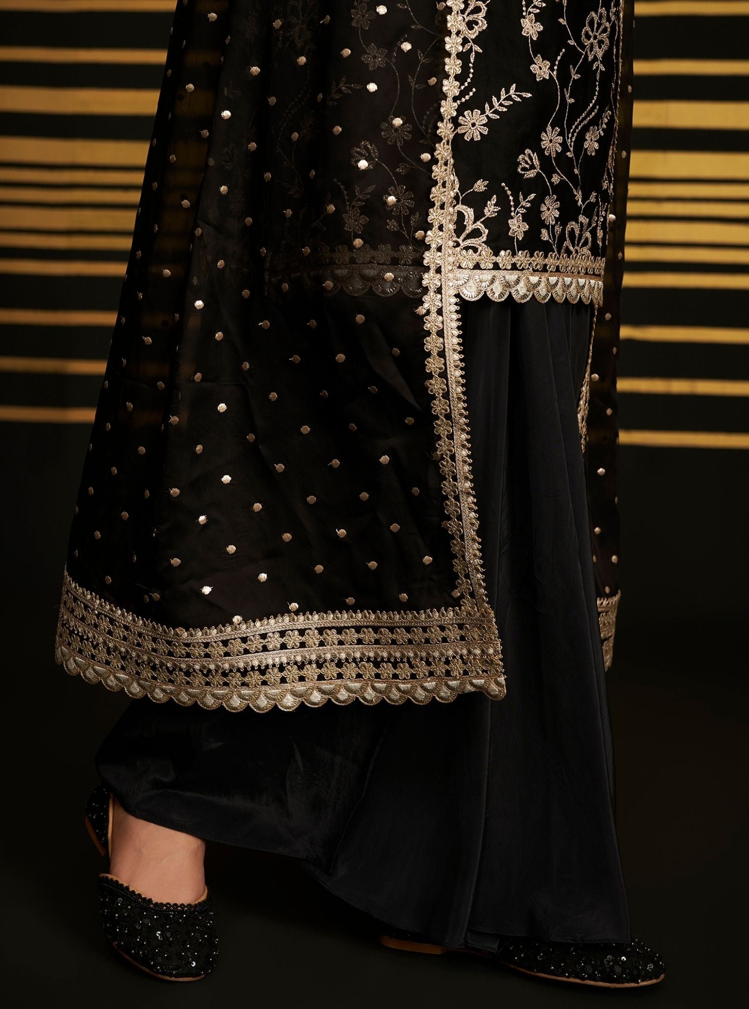 Sukoon Pima Satin Black Kurta Set