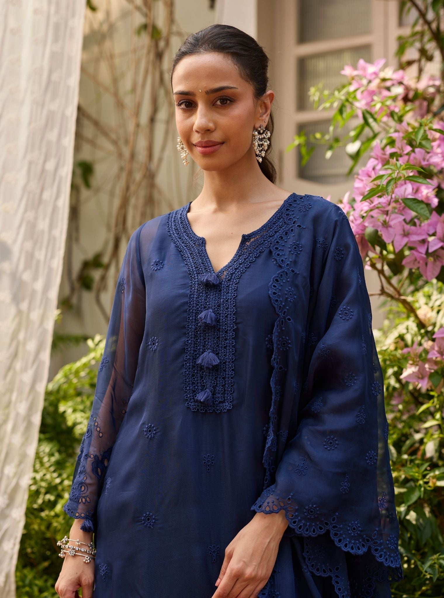 Miso Organza Navy Kurta Set