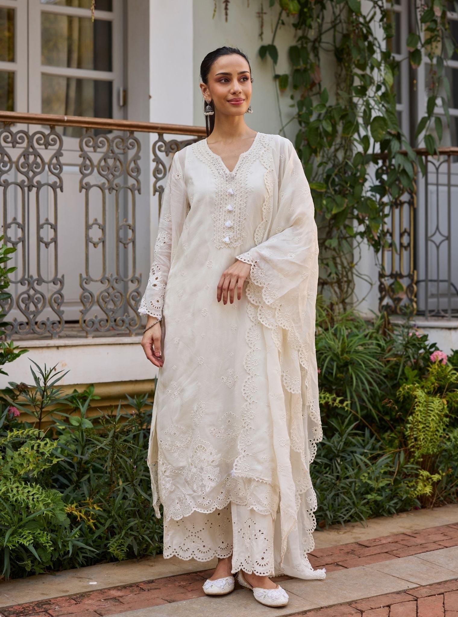 Miso Organza Off White Kurta Set
