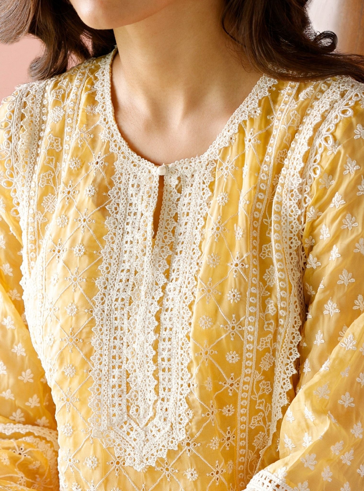 Sritha Organza Yellow Kurta Set