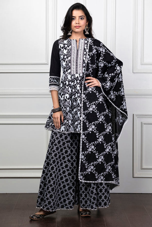 Magnolia Black Kurta with Sharara Set