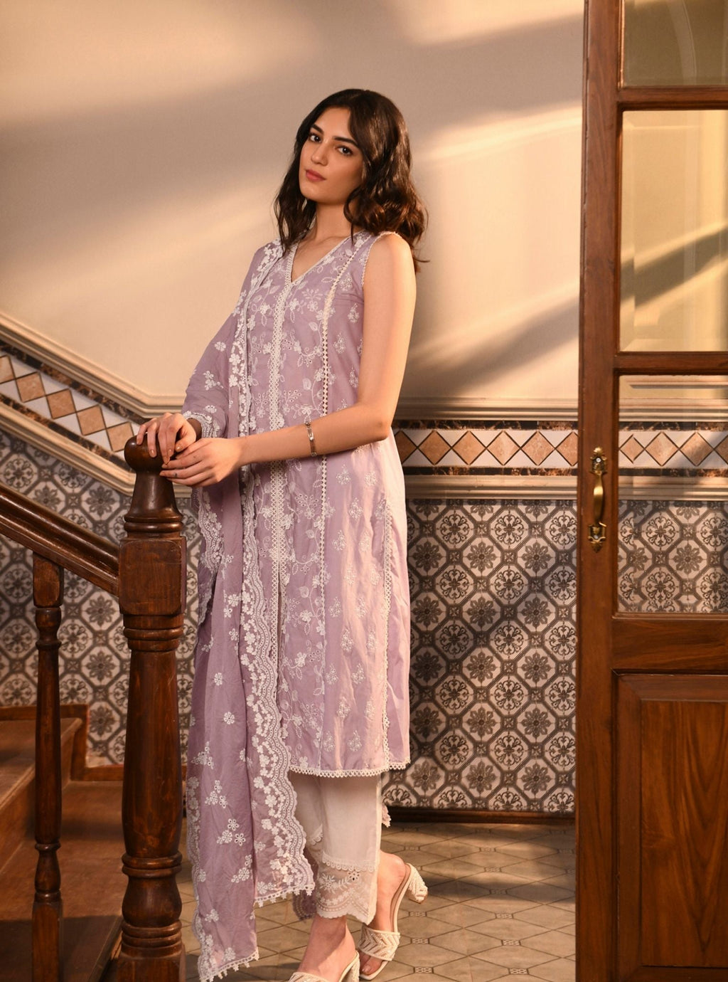 Tesni Supima Cotton Lilac Kurta Set main image 1