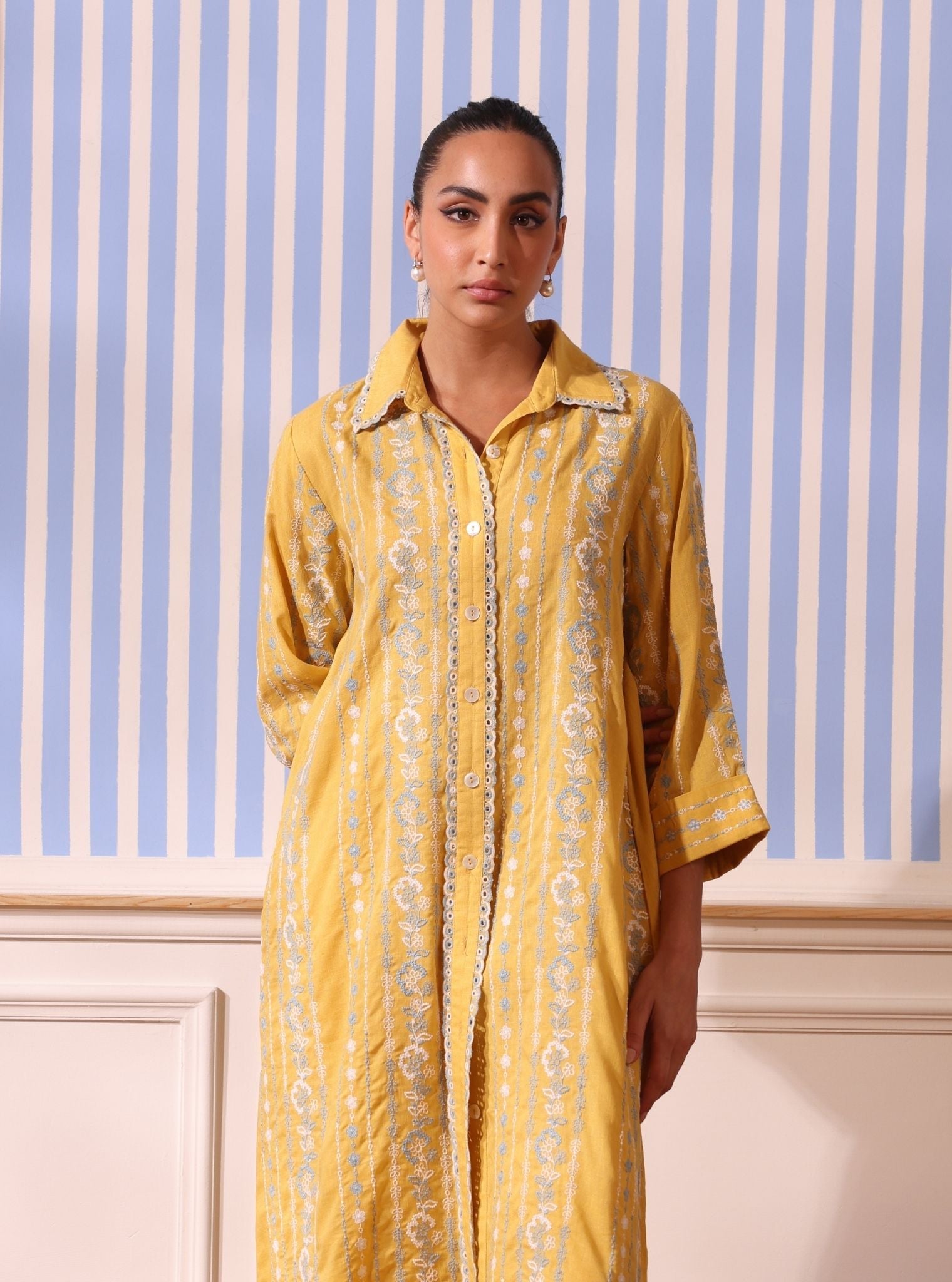 Iria Linen Yellow Kurta Set