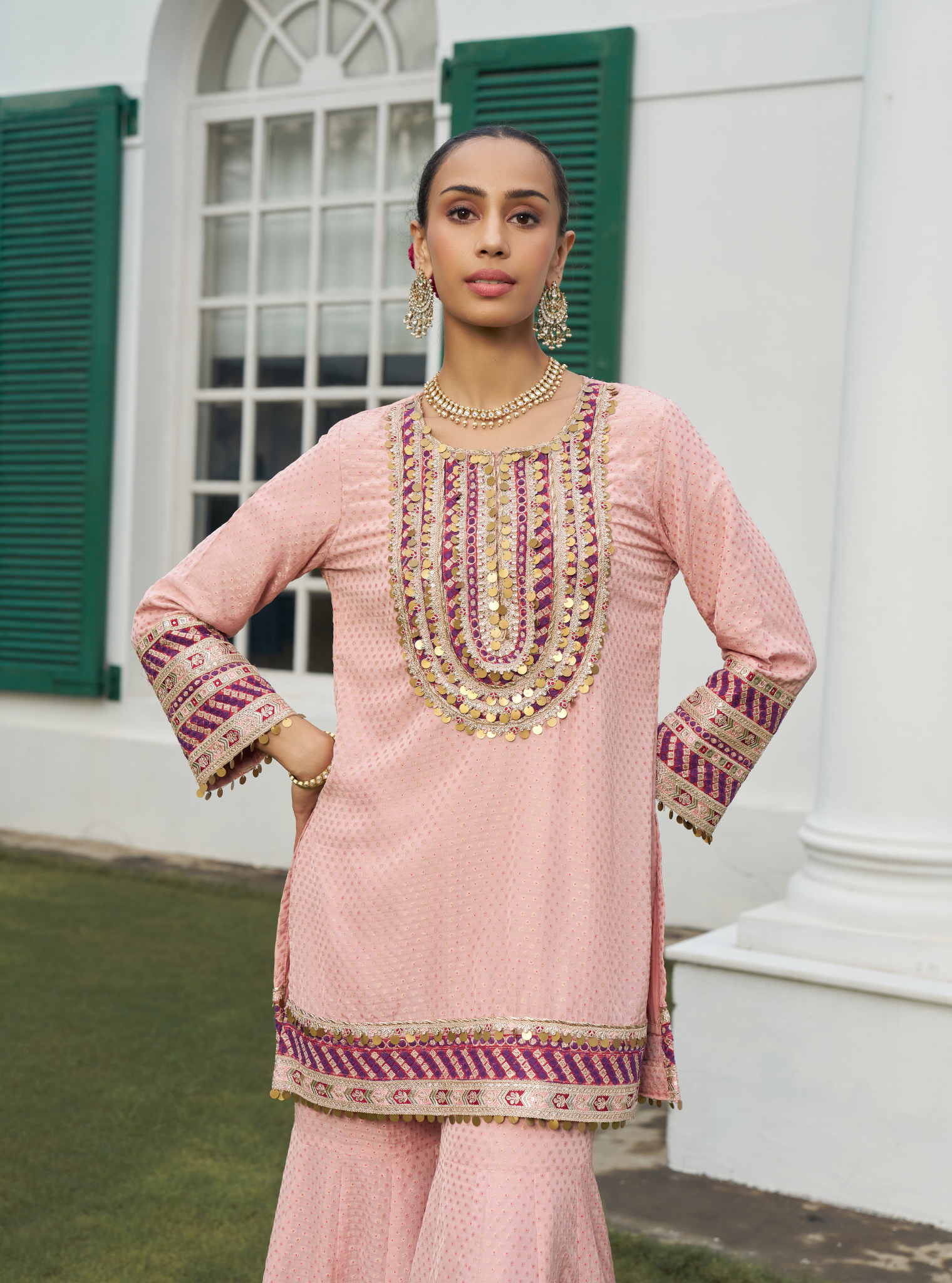 Eraya Pink Banarasi Garara Set
