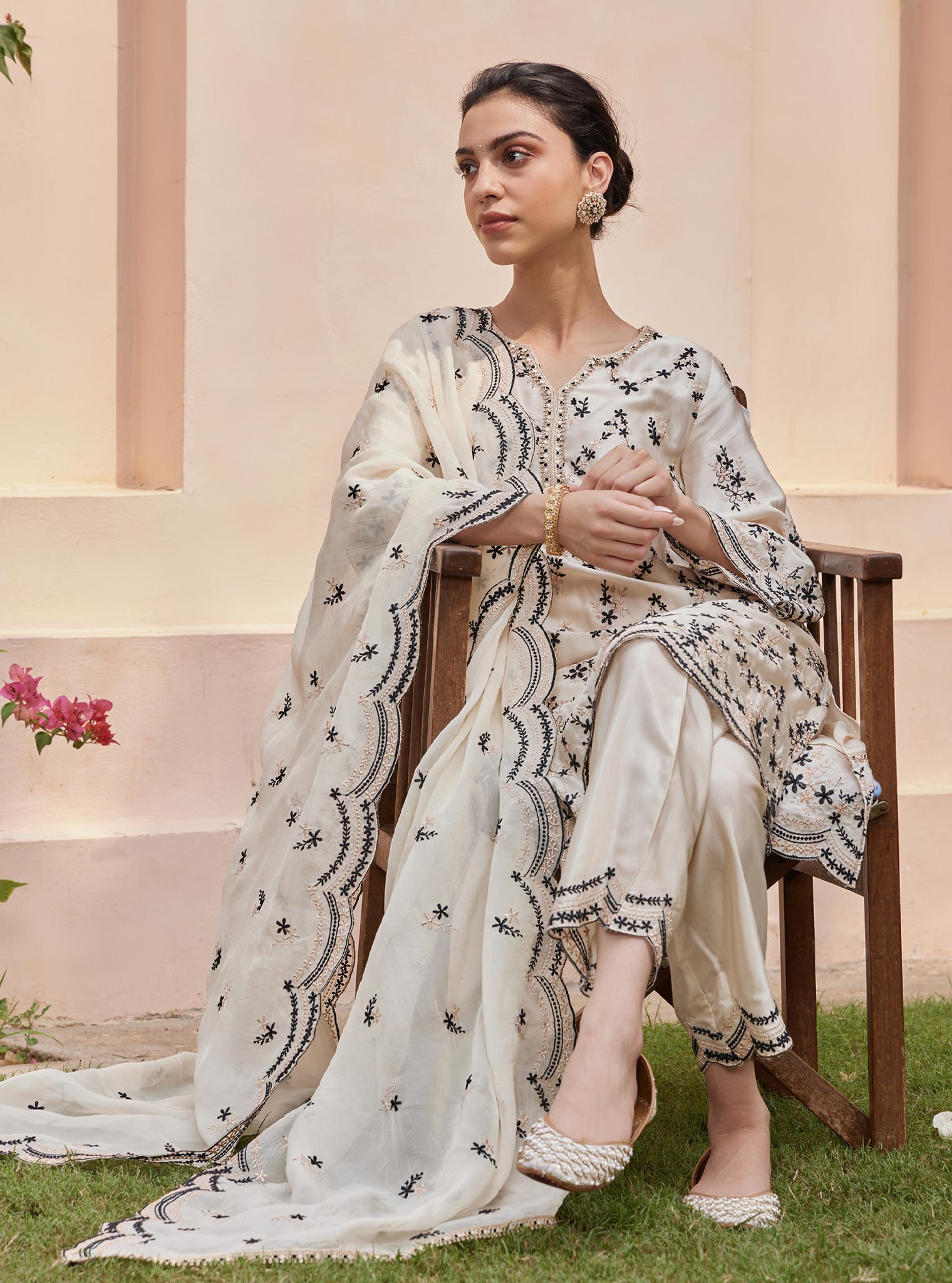 Valaya Cupro White Kurta Set