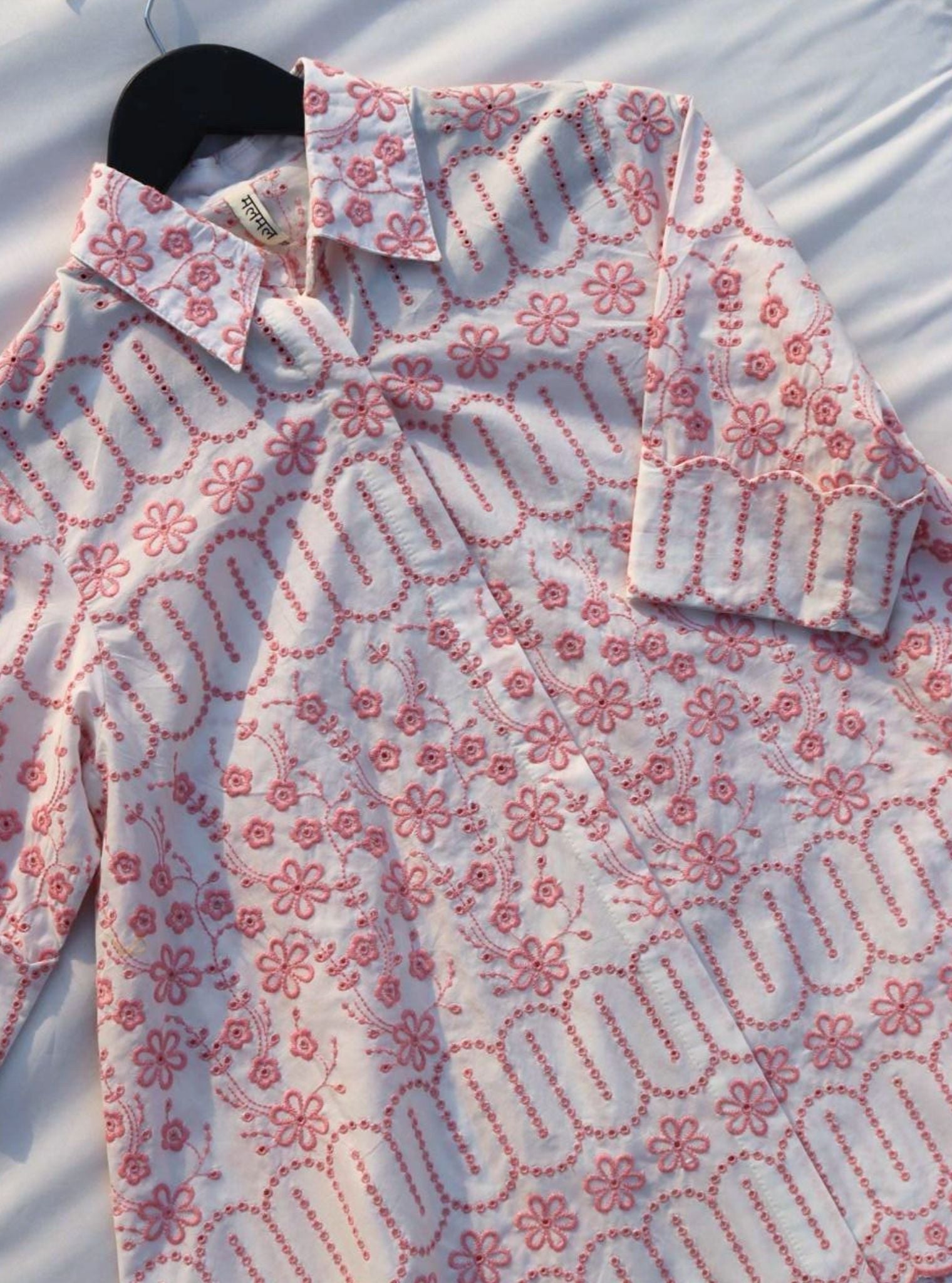 Erica Cotton White Pink Shirt