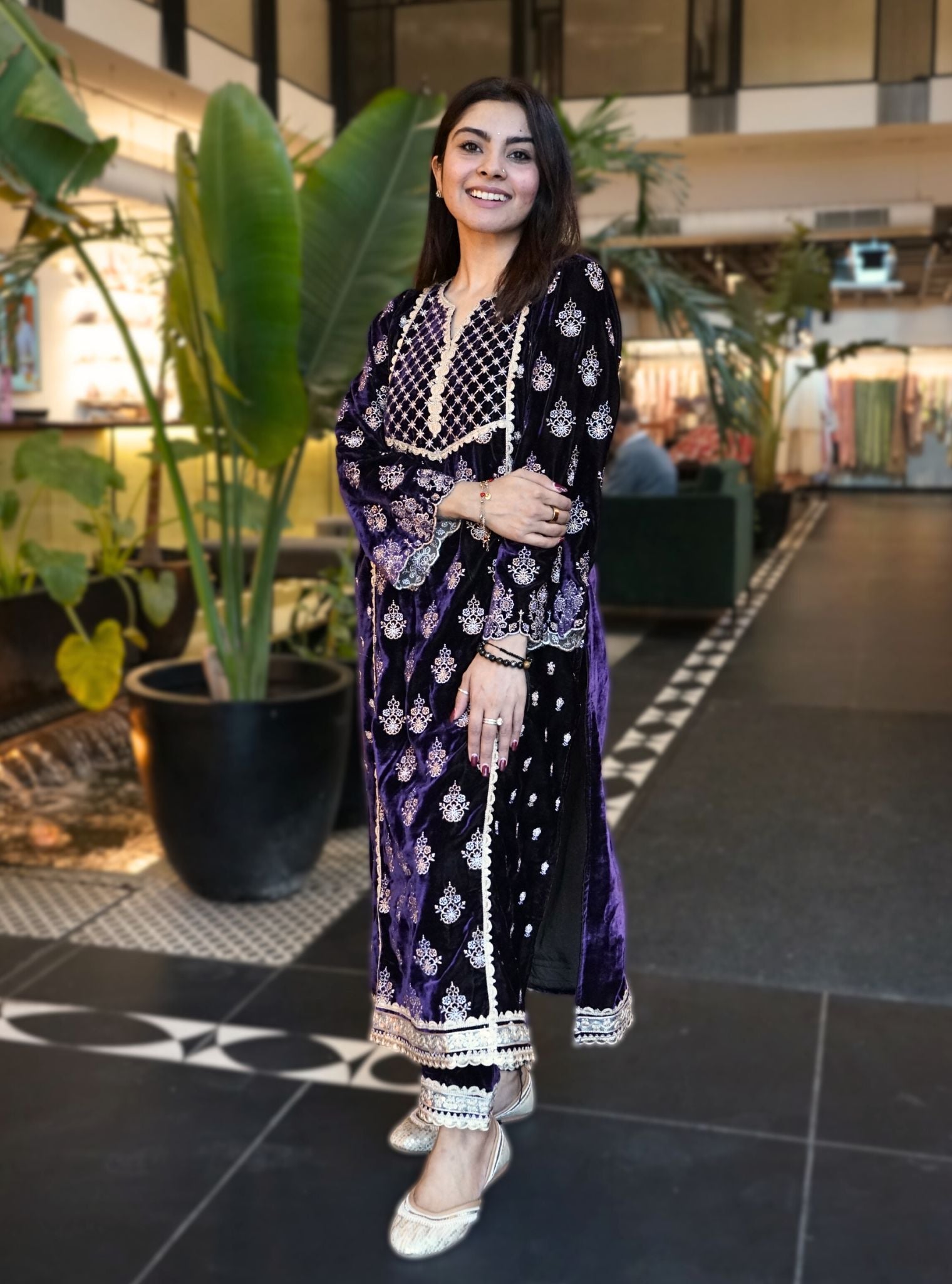 Ghazal Velvet Purple Kurta Set