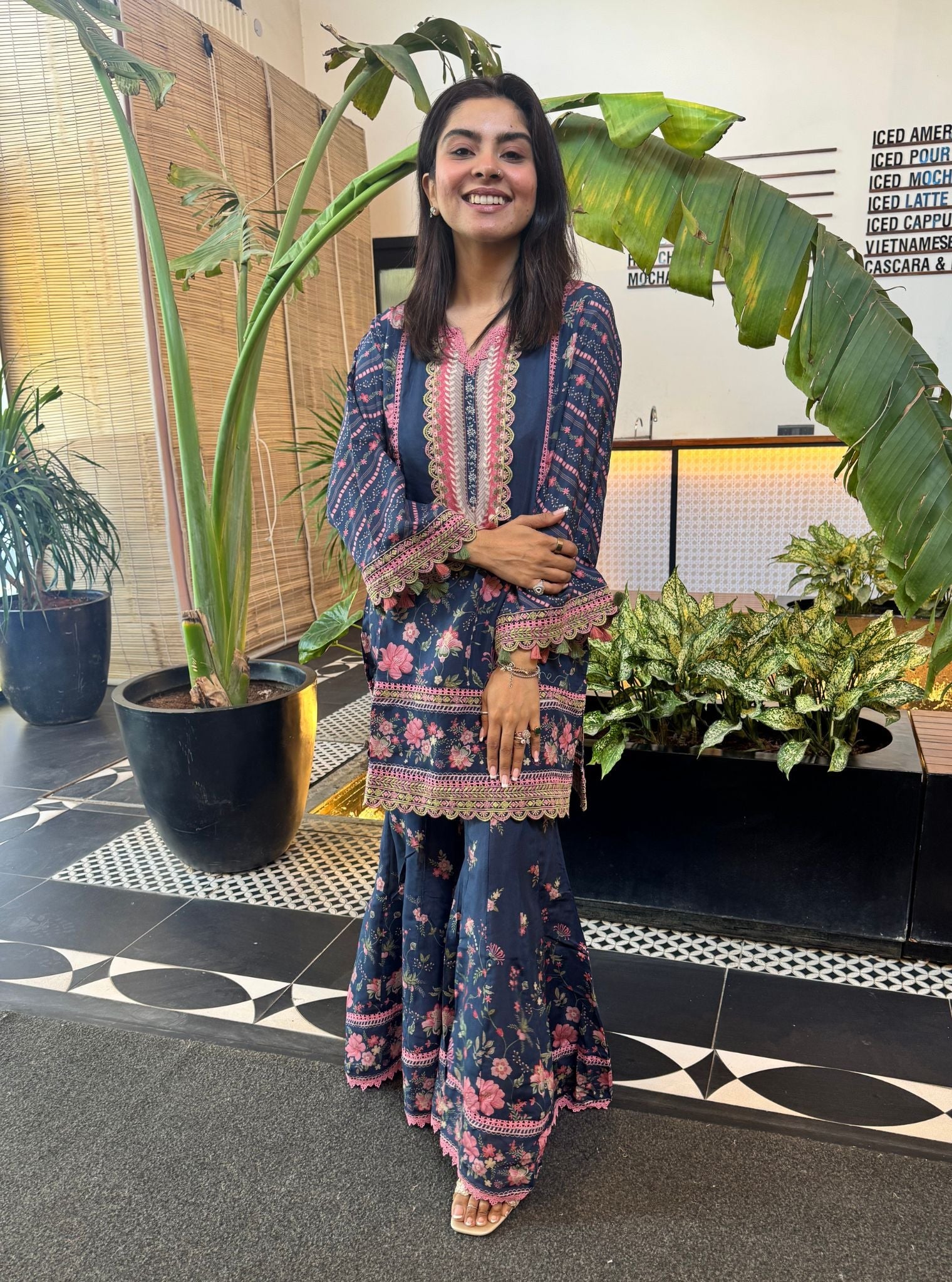 Miran Lawn Printed Navy Kurta Set