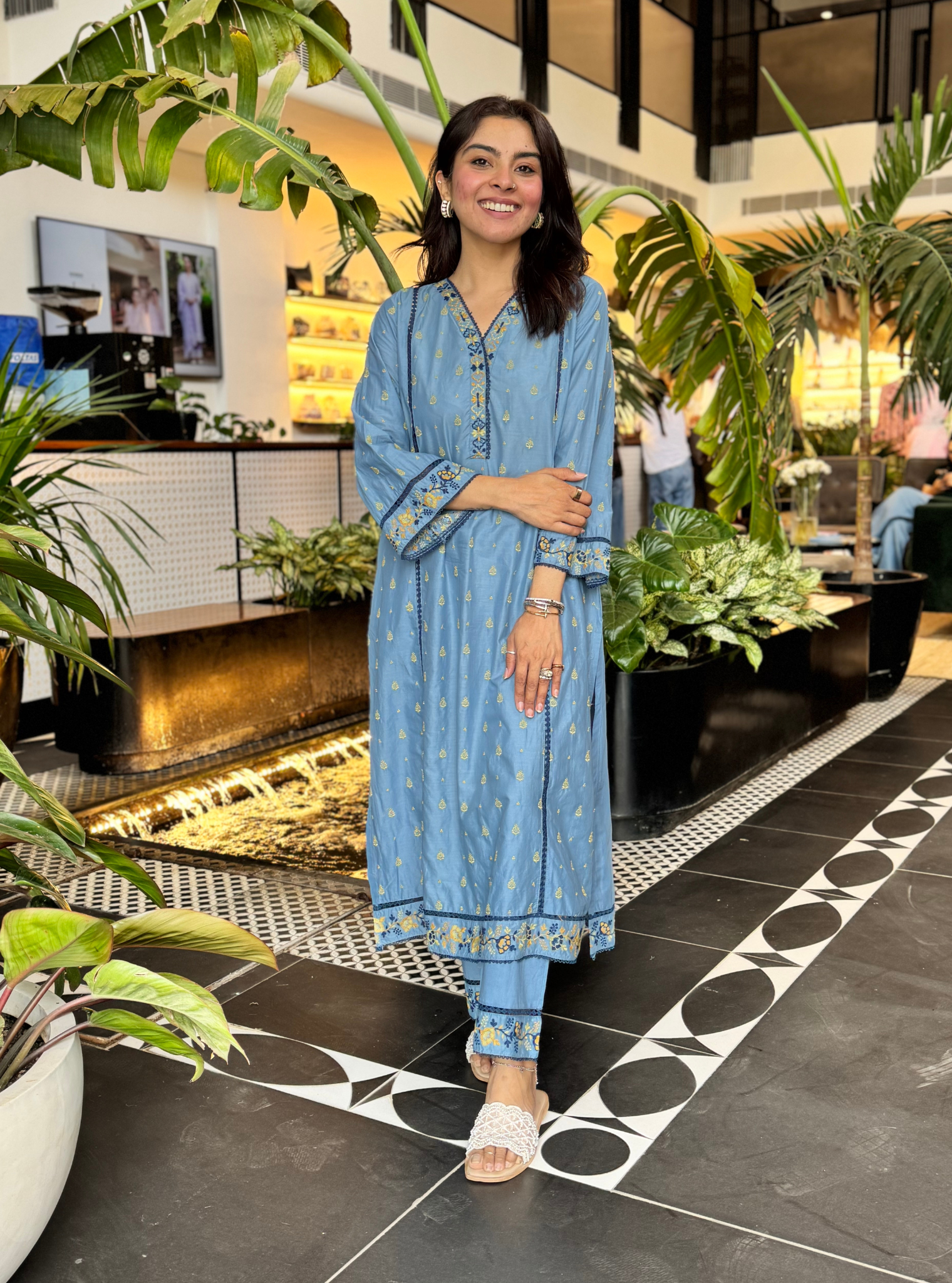 Shira Supima Cotton Blue Anarkali Kurta Set