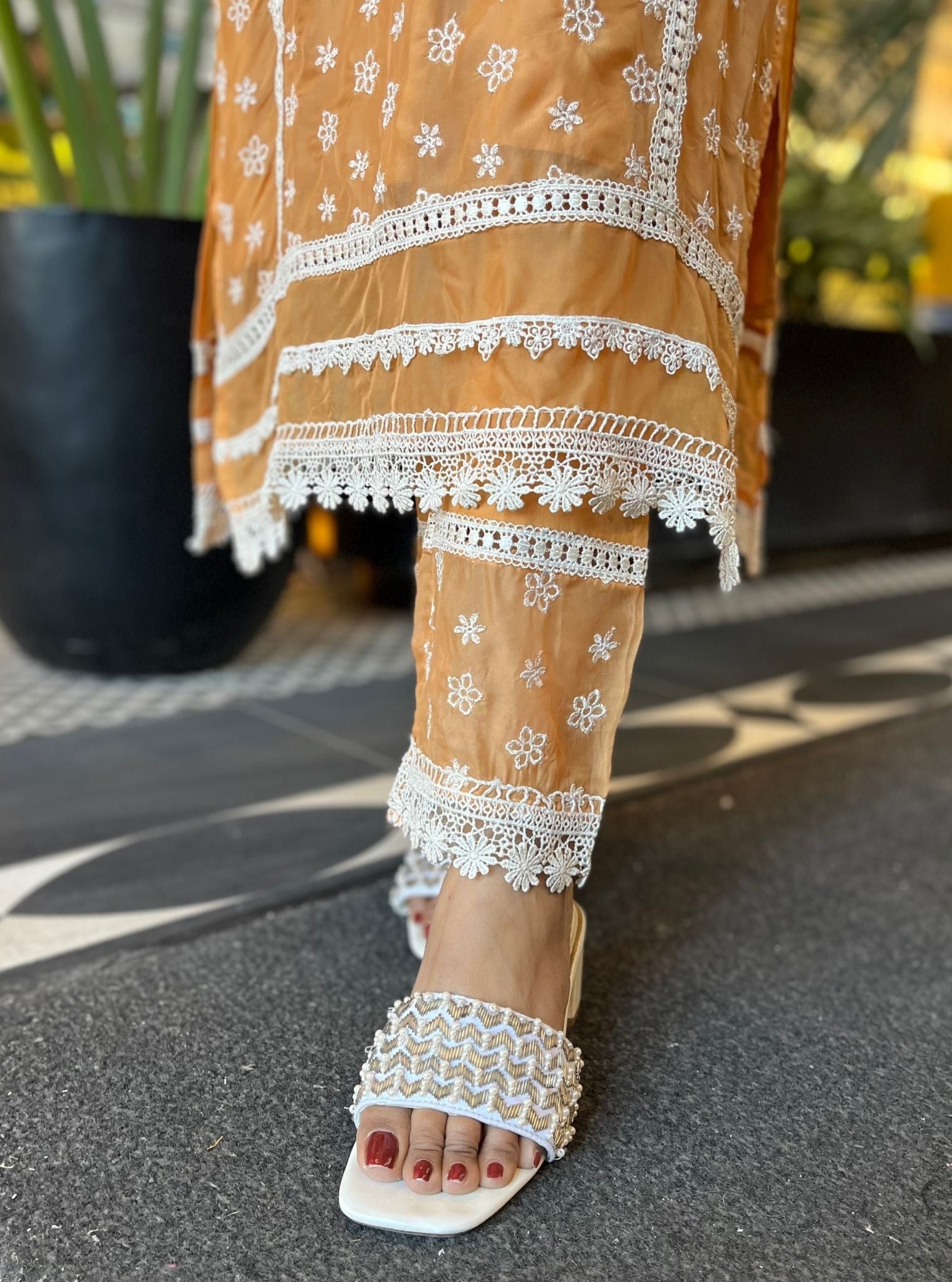 Pierro Organza Orange Kurta Set