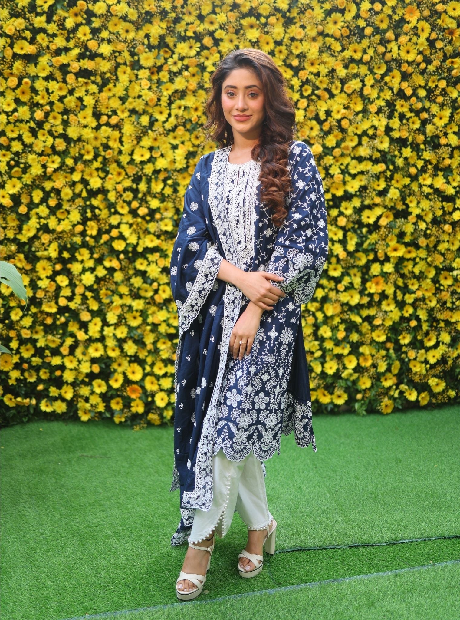 Gauri Supima Cotton Navy Kurta Set