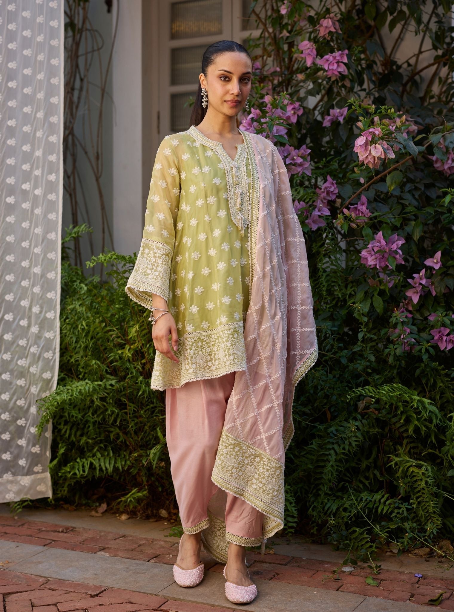 Taroa Organza Lime Kurta Set
