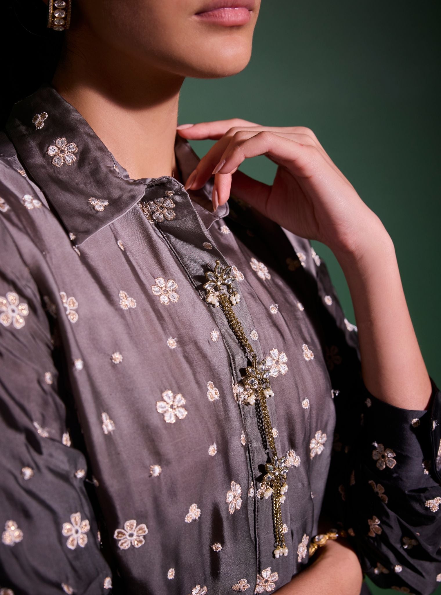 Husna Cupro Satin Ombre Black With Pant