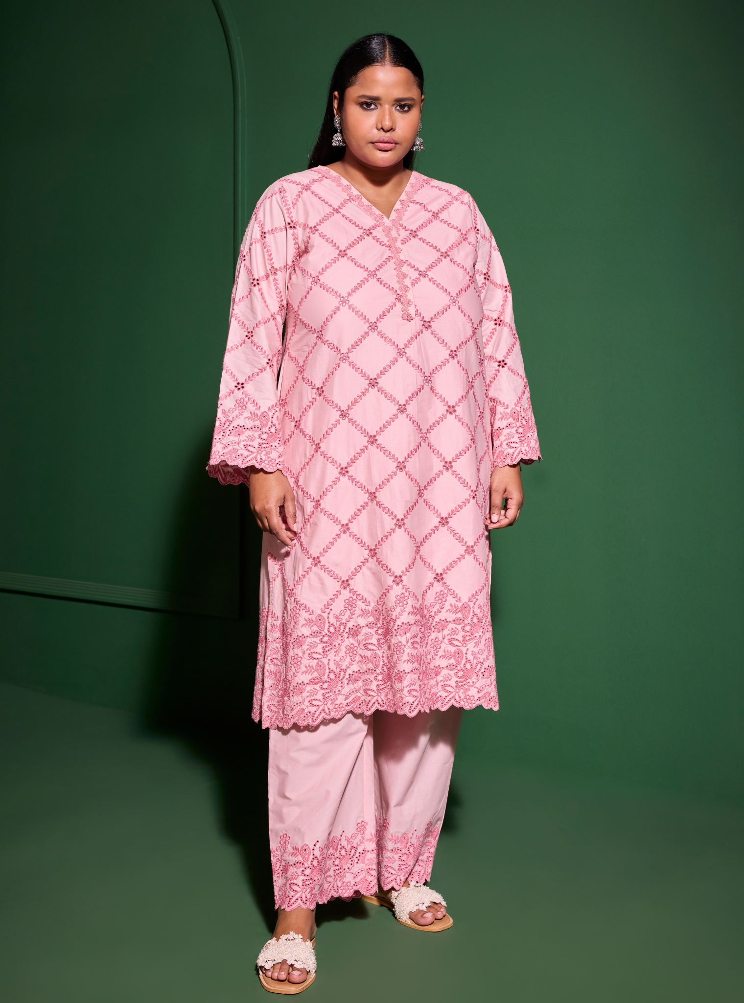 Eesvari Supima Cotton Light Pink Kurta Set