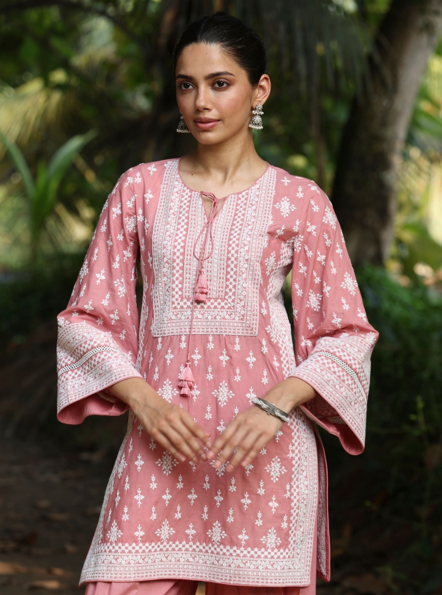 Sree Supima Cotton Salmon Pink Kurta Set