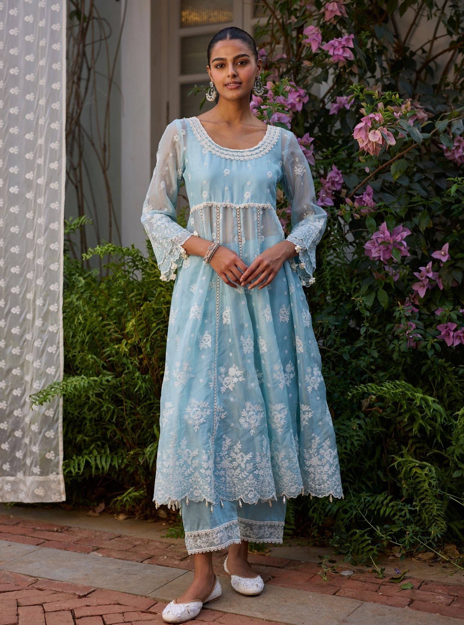 Lilo Organza Light Blue Anarkali Set
