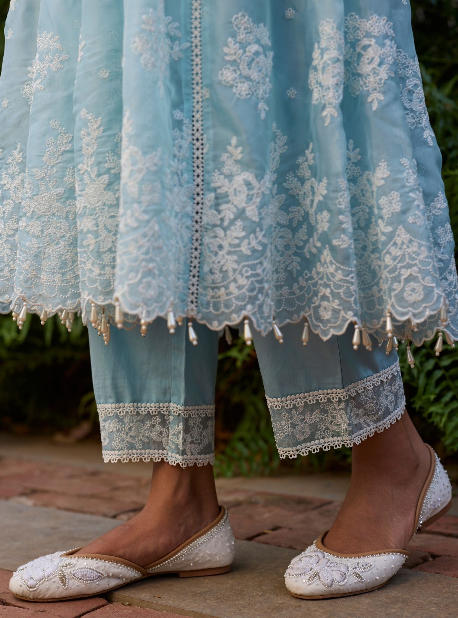 Lilo Organza Light Blue Anarkali Set